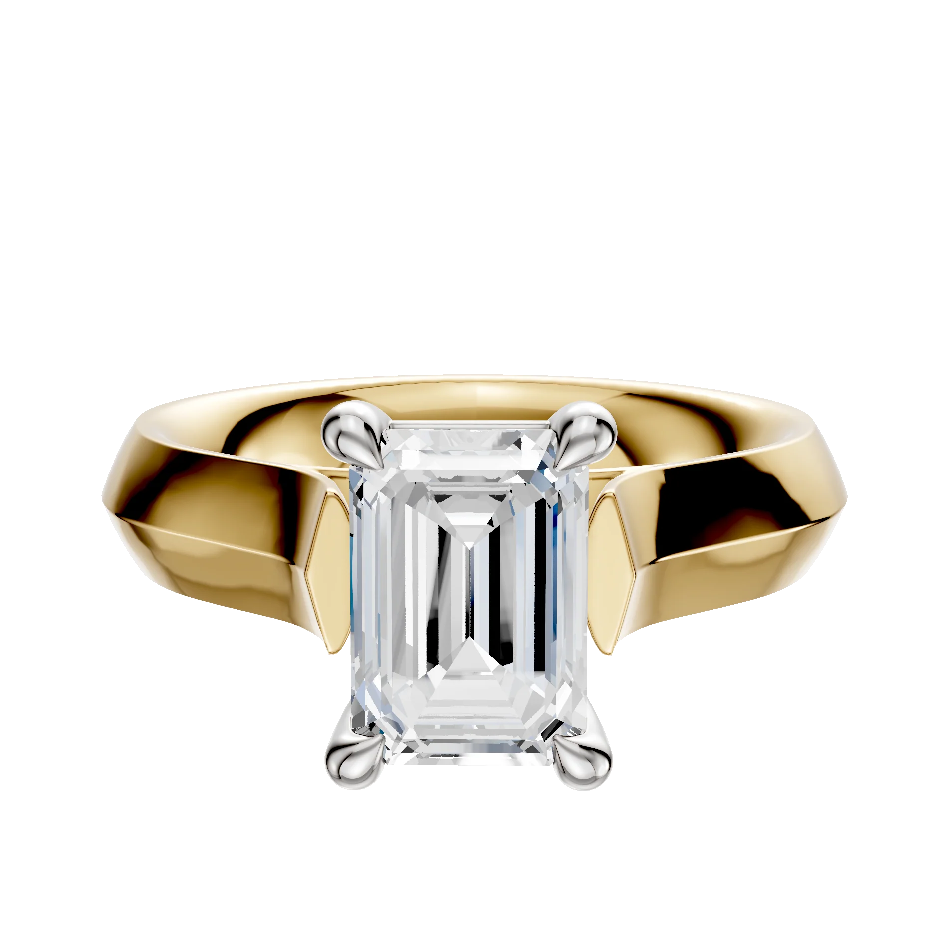 18K Two Tone 4 Prong Basket Cathedral Knife Edge 4.0mm Engagement Ring