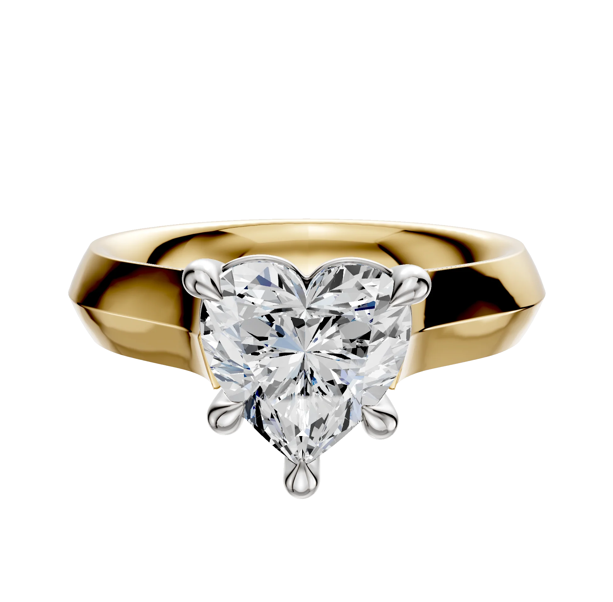 18K Two Tone 4 Prong Basket Cathedral Knife Edge 4.0mm Engagement Ring