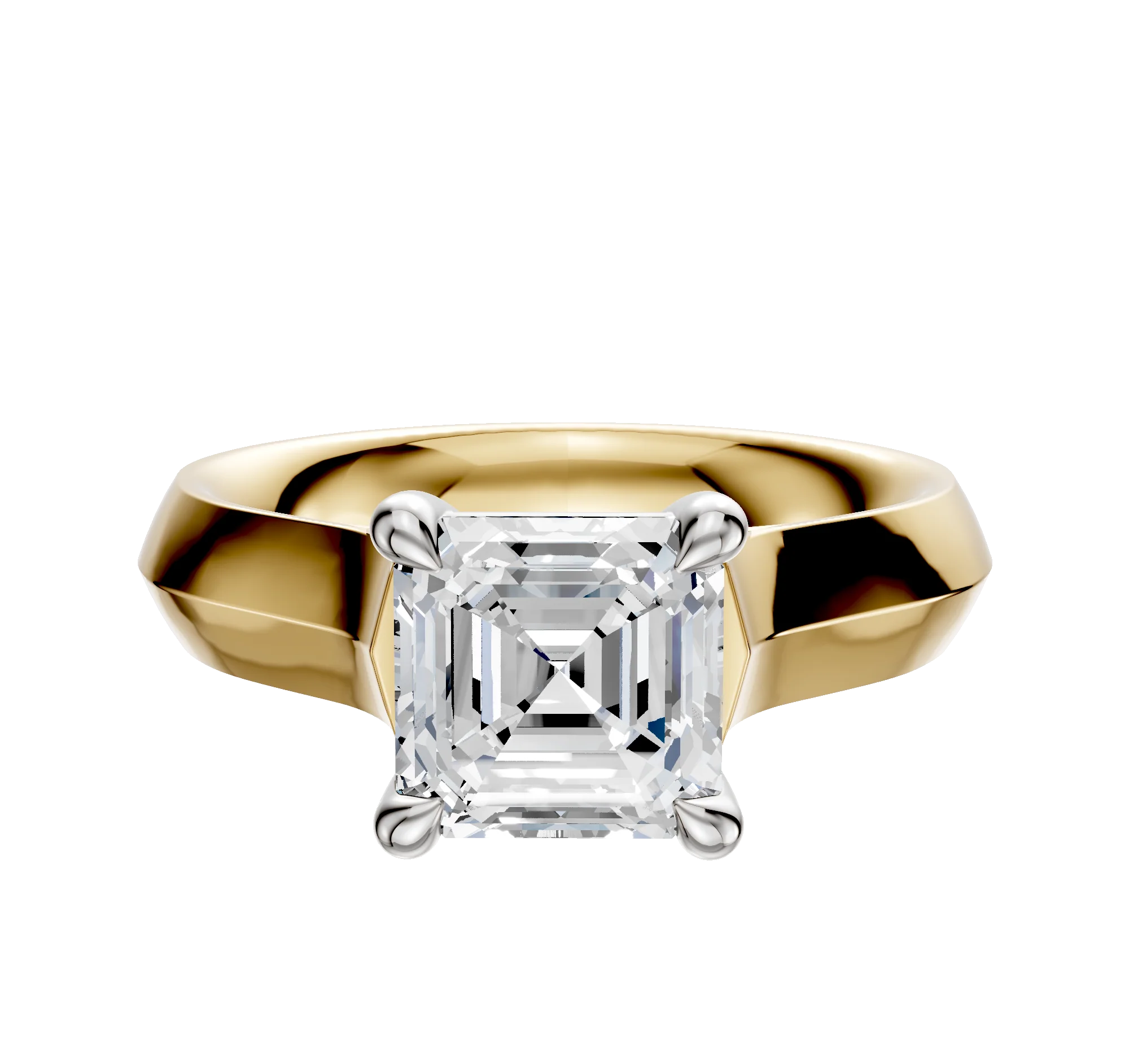 18K Two Tone 4 Prong Basket Cathedral Knife Edge 4.0mm Engagement Ring