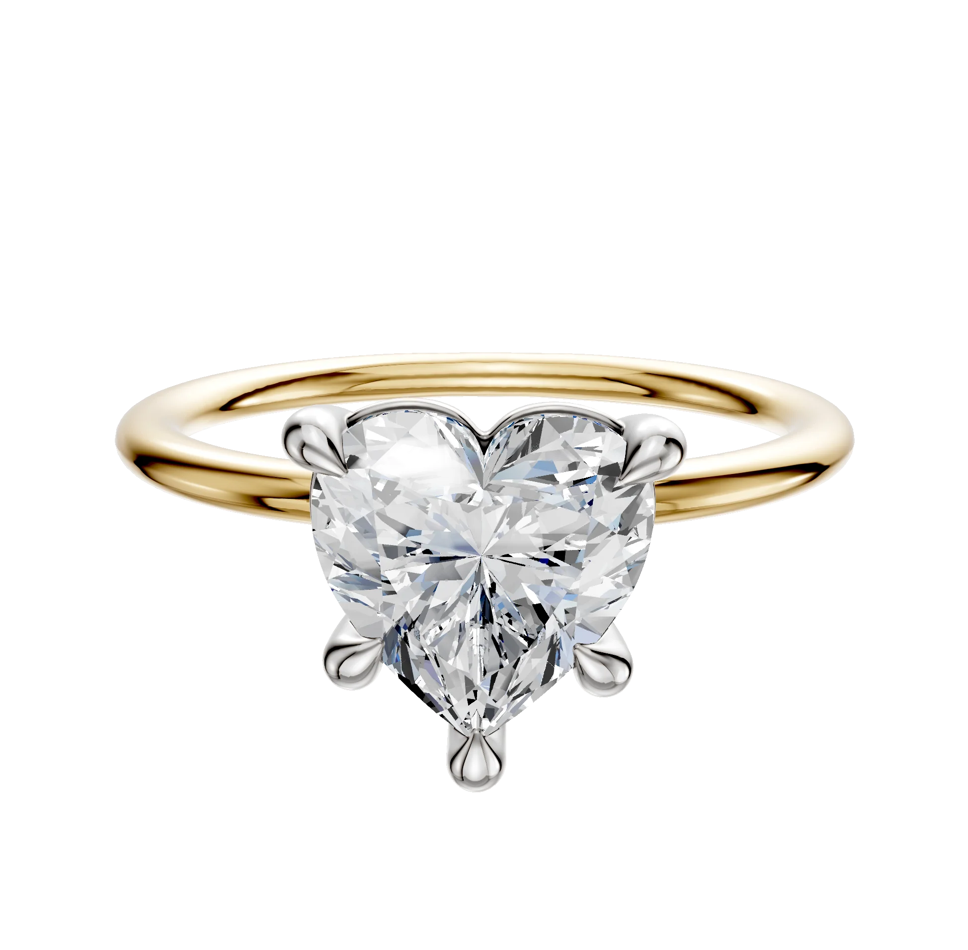18K Two Tone 4 Prong Basket Classic Dome 1.5mm Engagement Ring