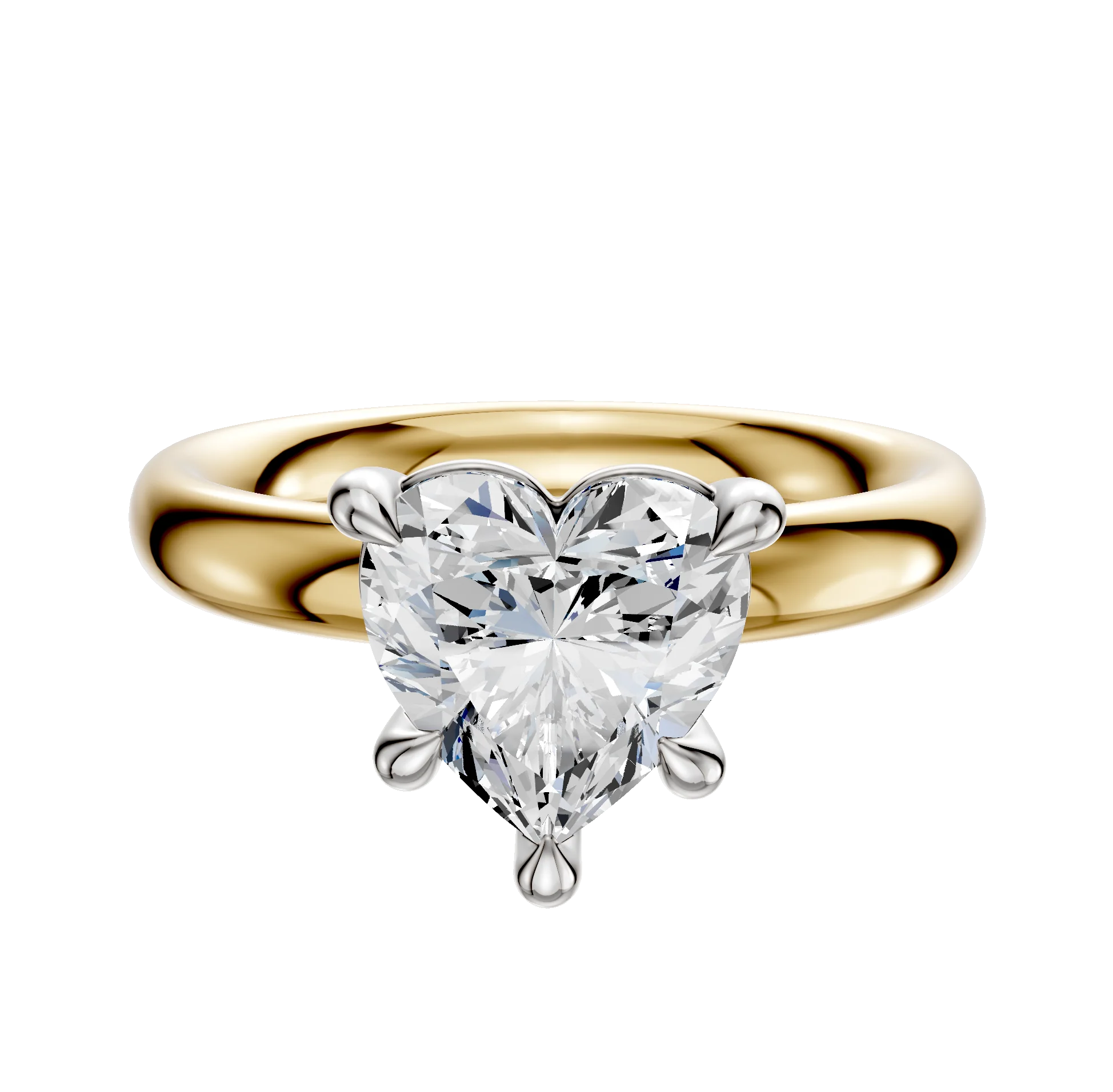 18K Two Tone 4 Prong Basket Classic Dome 3.0mm Engagement Ring