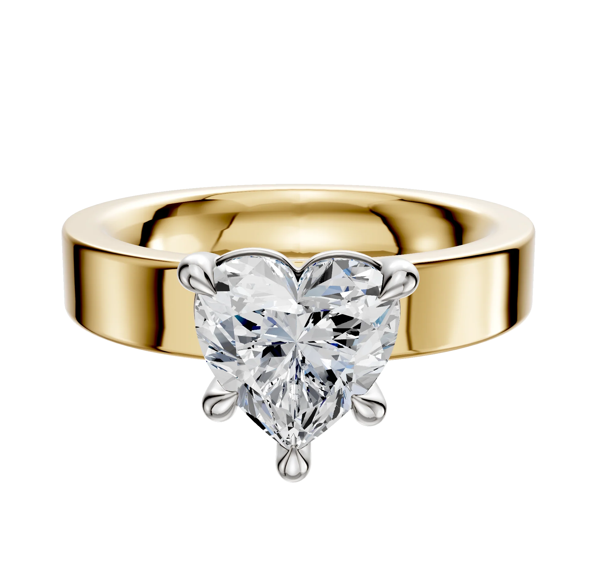 18K Two Tone 4 Prong Basket Classic Flat 4.0mm Engagement Ring