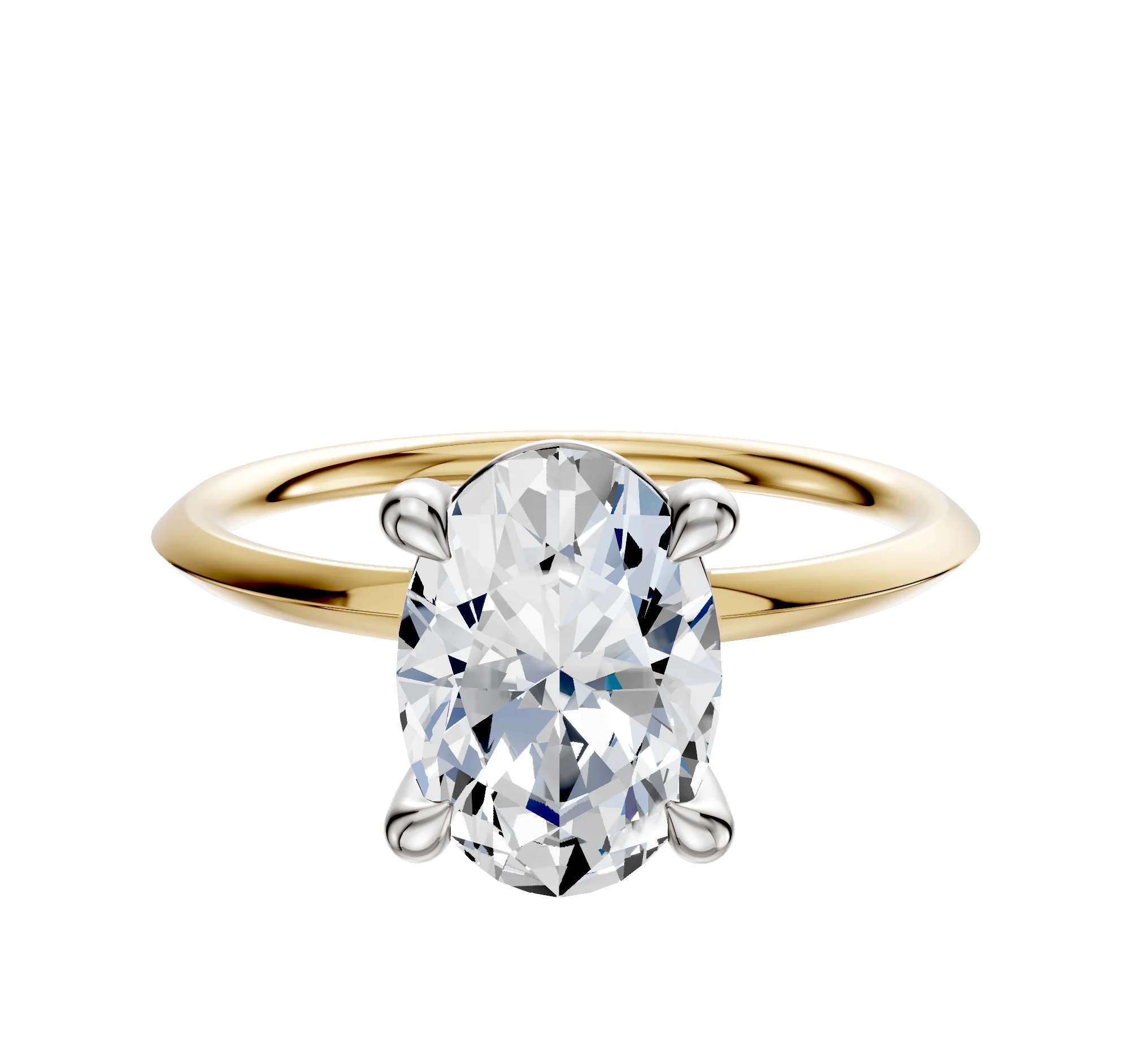18K Two Tone 4 Prong Basket Classic Knife Edge 1.5mm Engagement Ring