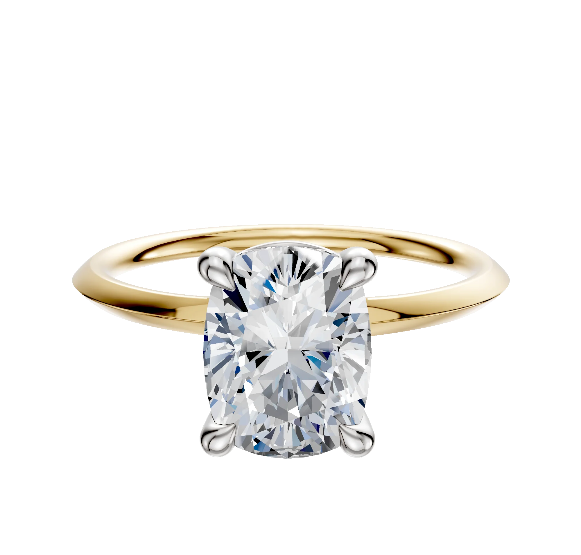 18K Two Tone 4 Prong Basket Classic Knife Edge 1.5mm Engagement Ring