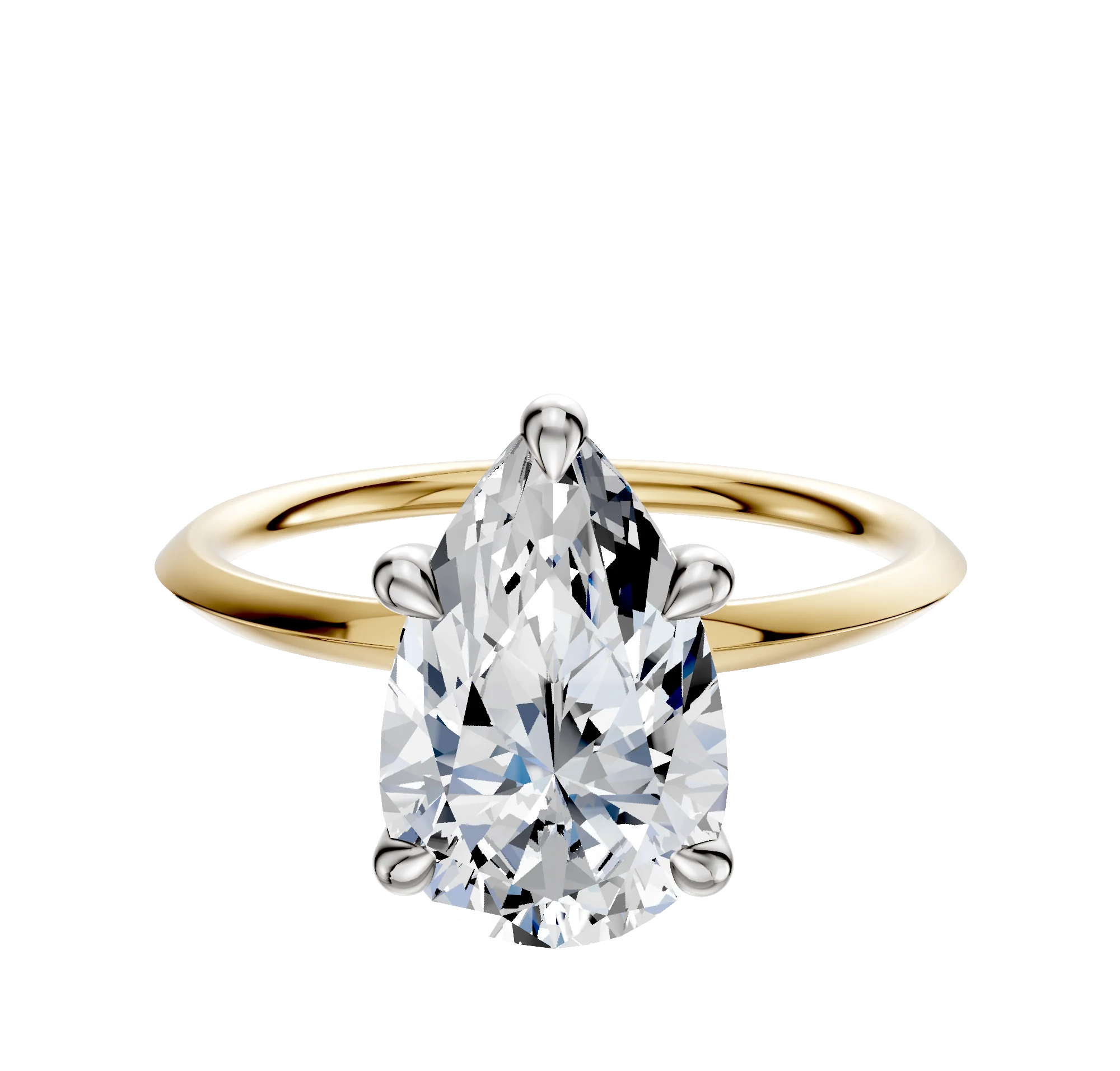 18K Two Tone 4 Prong Basket Classic Knife Edge 1.5mm Engagement Ring