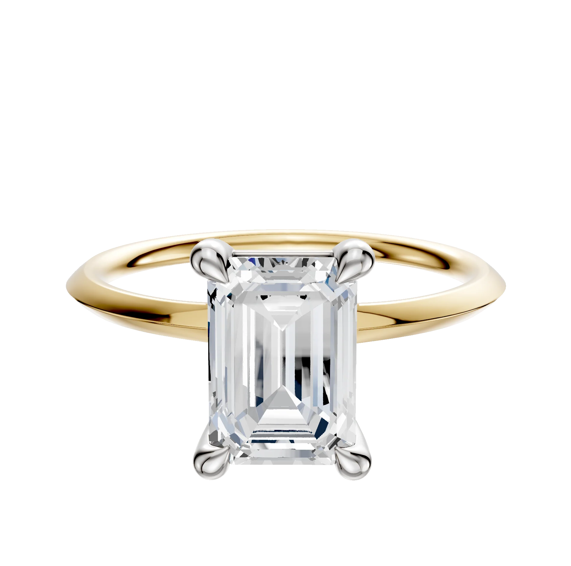 18K Two Tone 4 Prong Basket Classic Knife Edge 1.5mm Engagement Ring