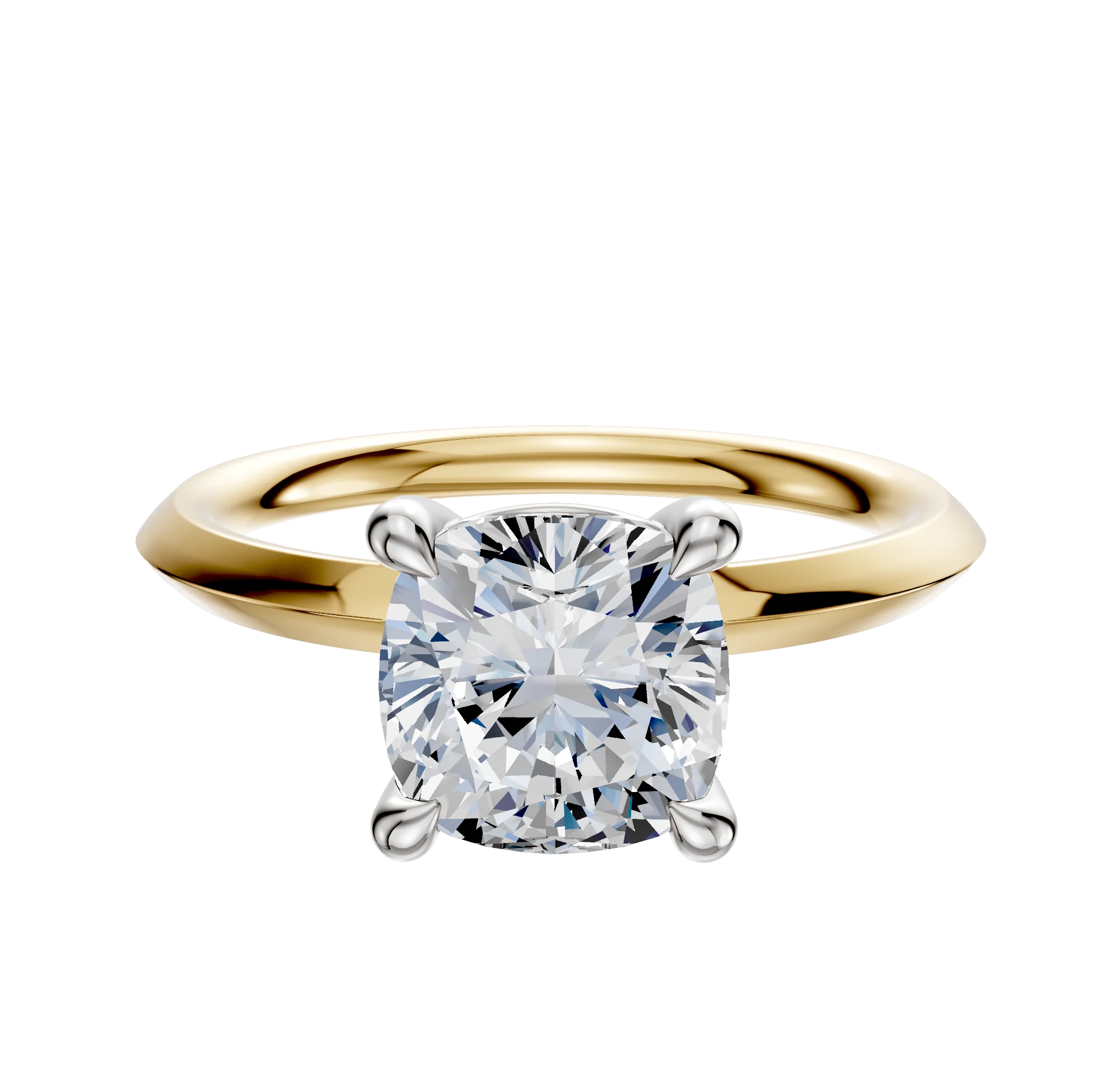 18K Two Tone 4 Prong Basket Classic Knife Edge 2.0mm Engagement Ring