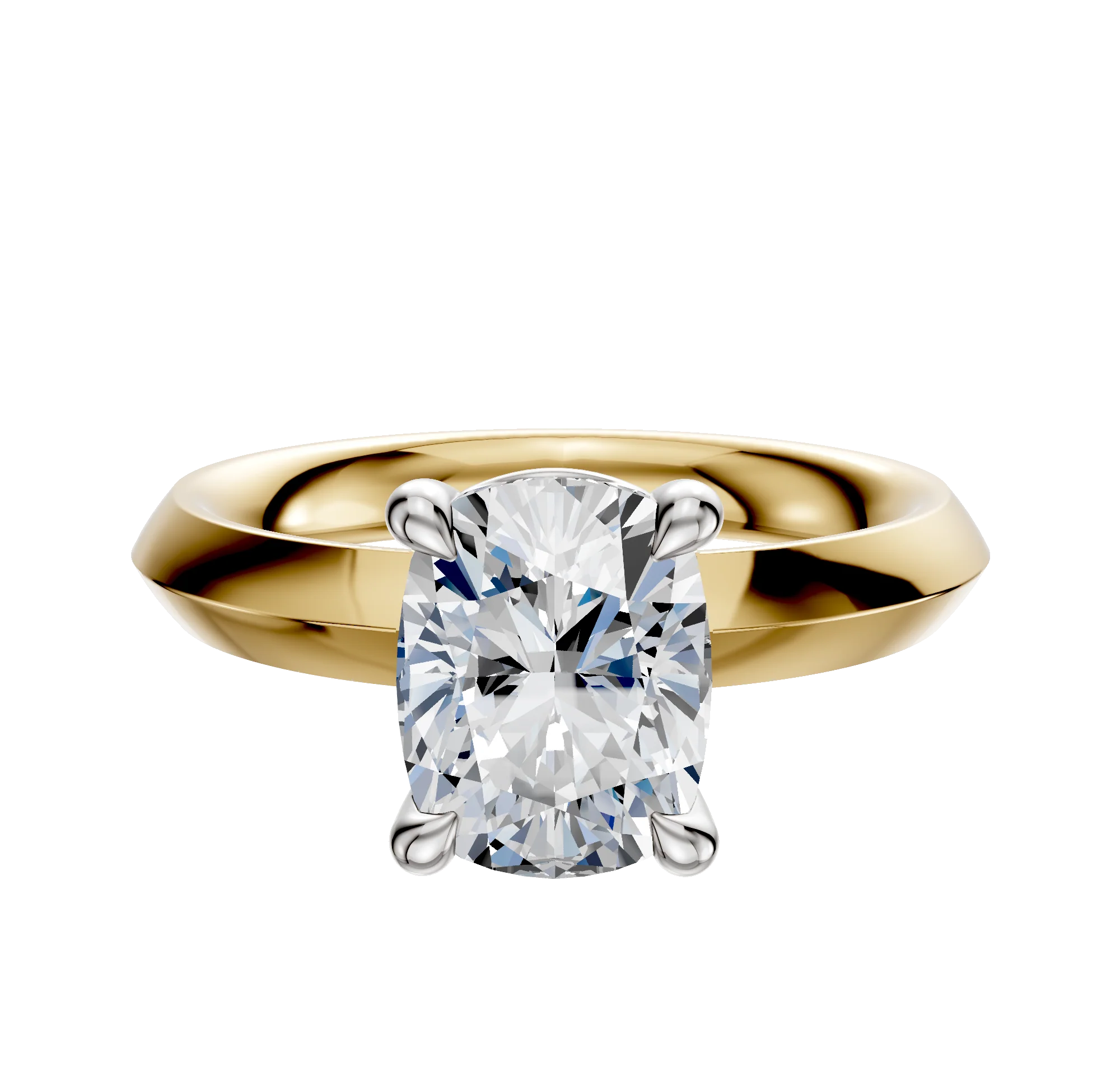 18K Two Tone 4 Prong Basket Classic Knife Edge 3.0mm Engagement Ring