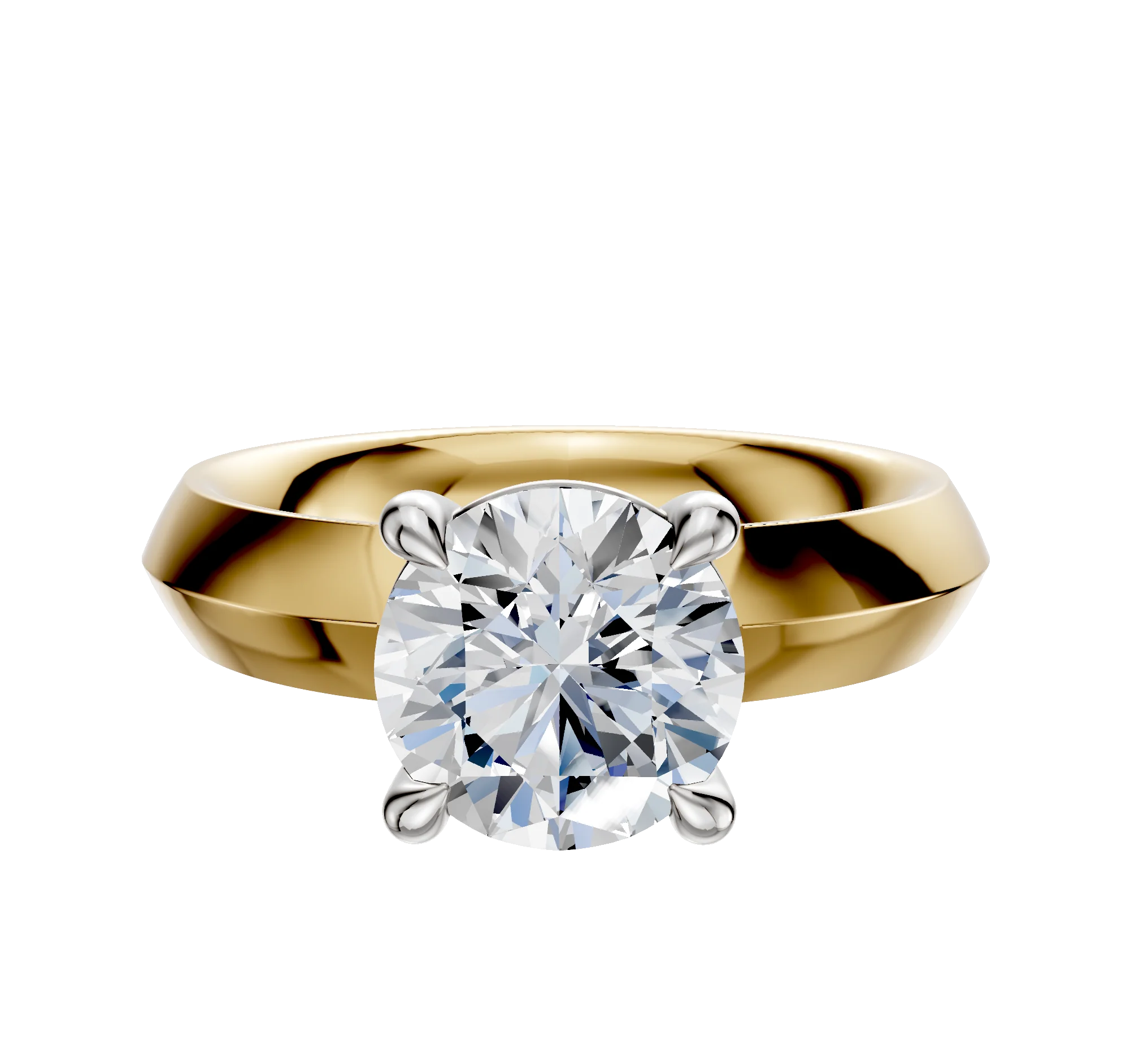 18K Two Tone 4 Prong Basket Classic Knife Edge 4.0mm Engagement Ring