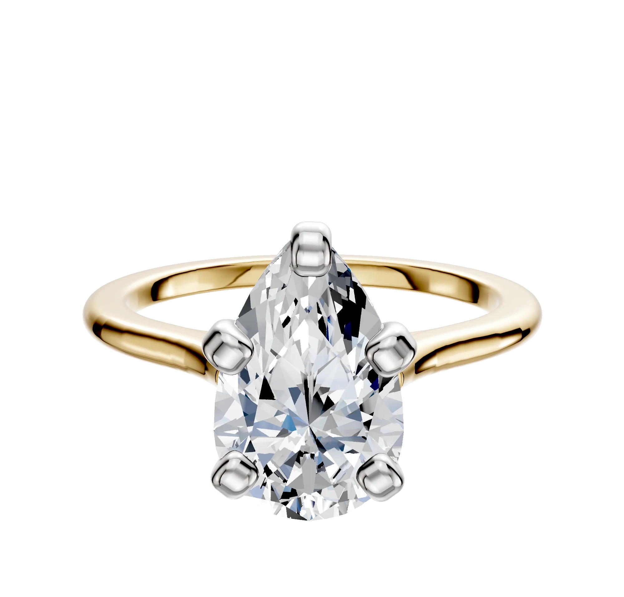 18K Two Tone 4 Prong Cathedral Dome 1.5mm Engagement Ring