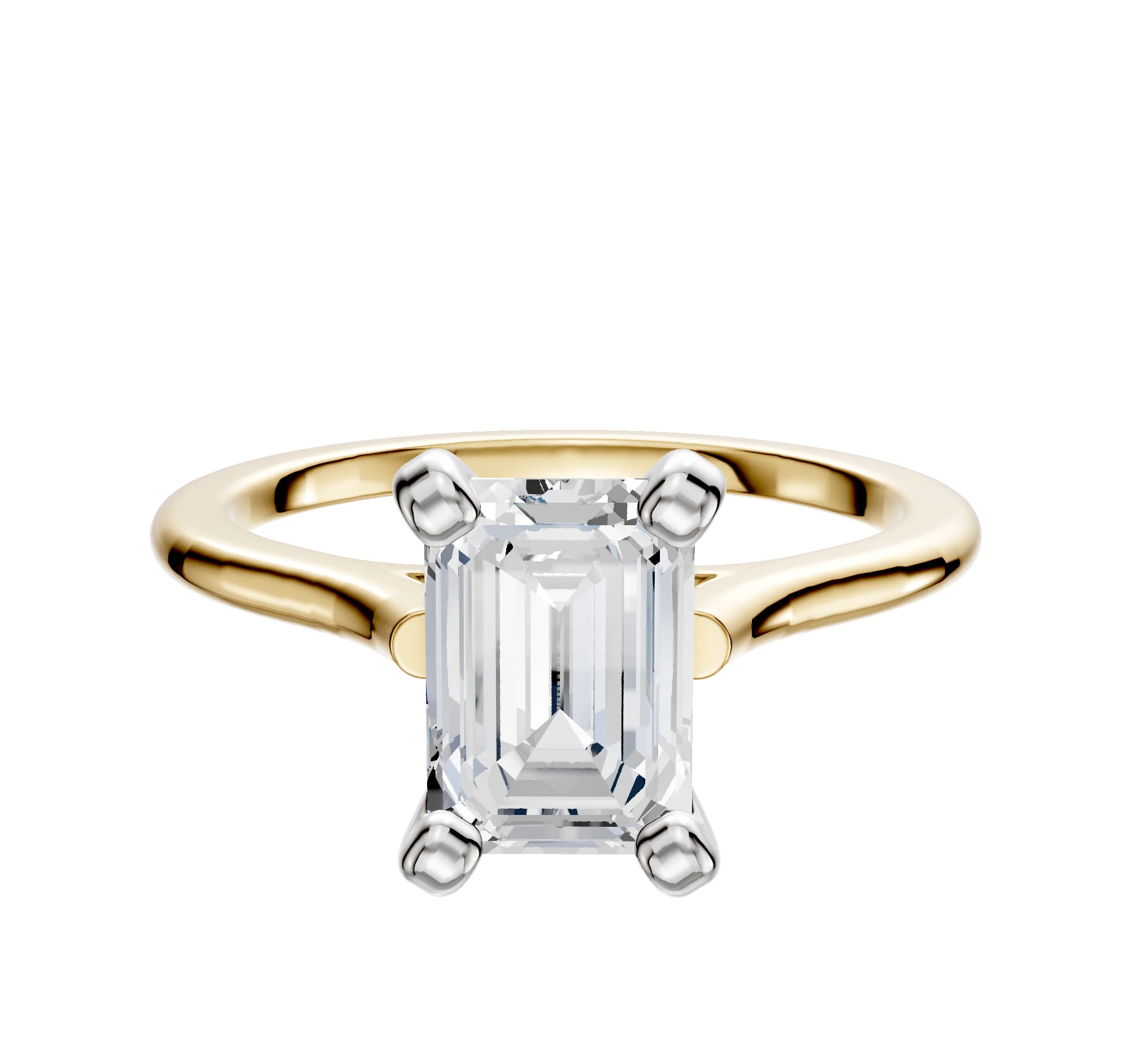 18K Two Tone 4 Prong Cathedral Dome 1.5mm Engagement Ring