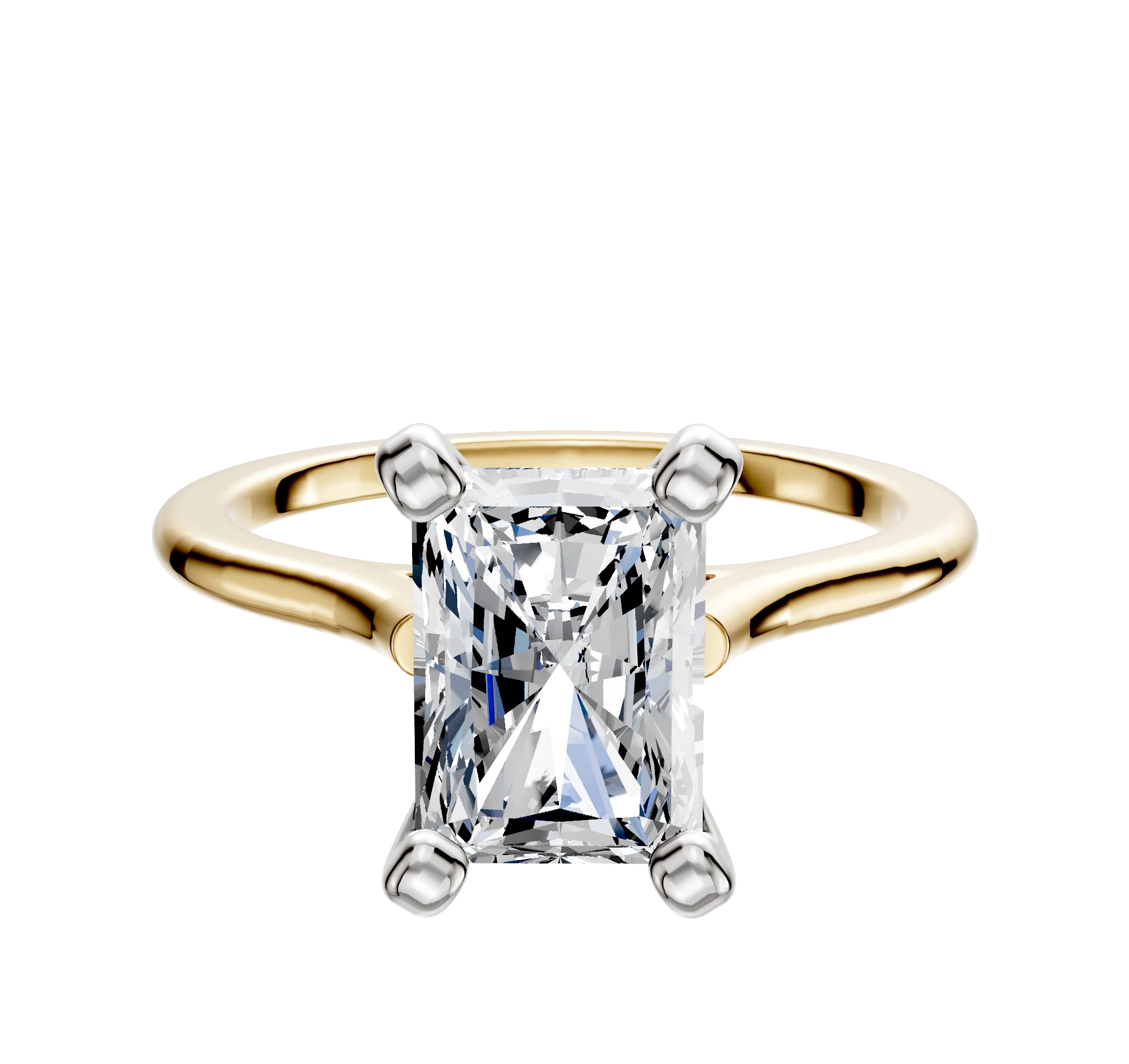 18K Two Tone 4 Prong Cathedral Dome 1.5mm Engagement Ring