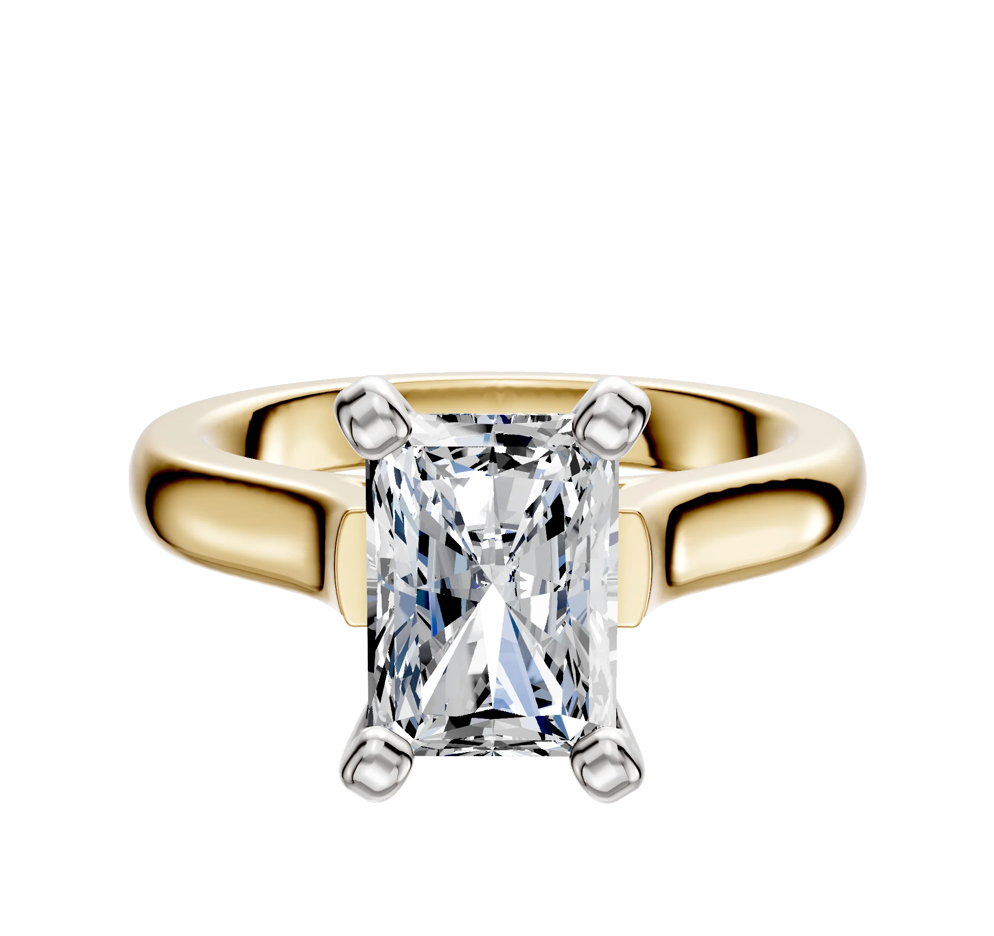 18K Two Tone 4 Prong Cathedral Dome 3.0mm Engagement Ring