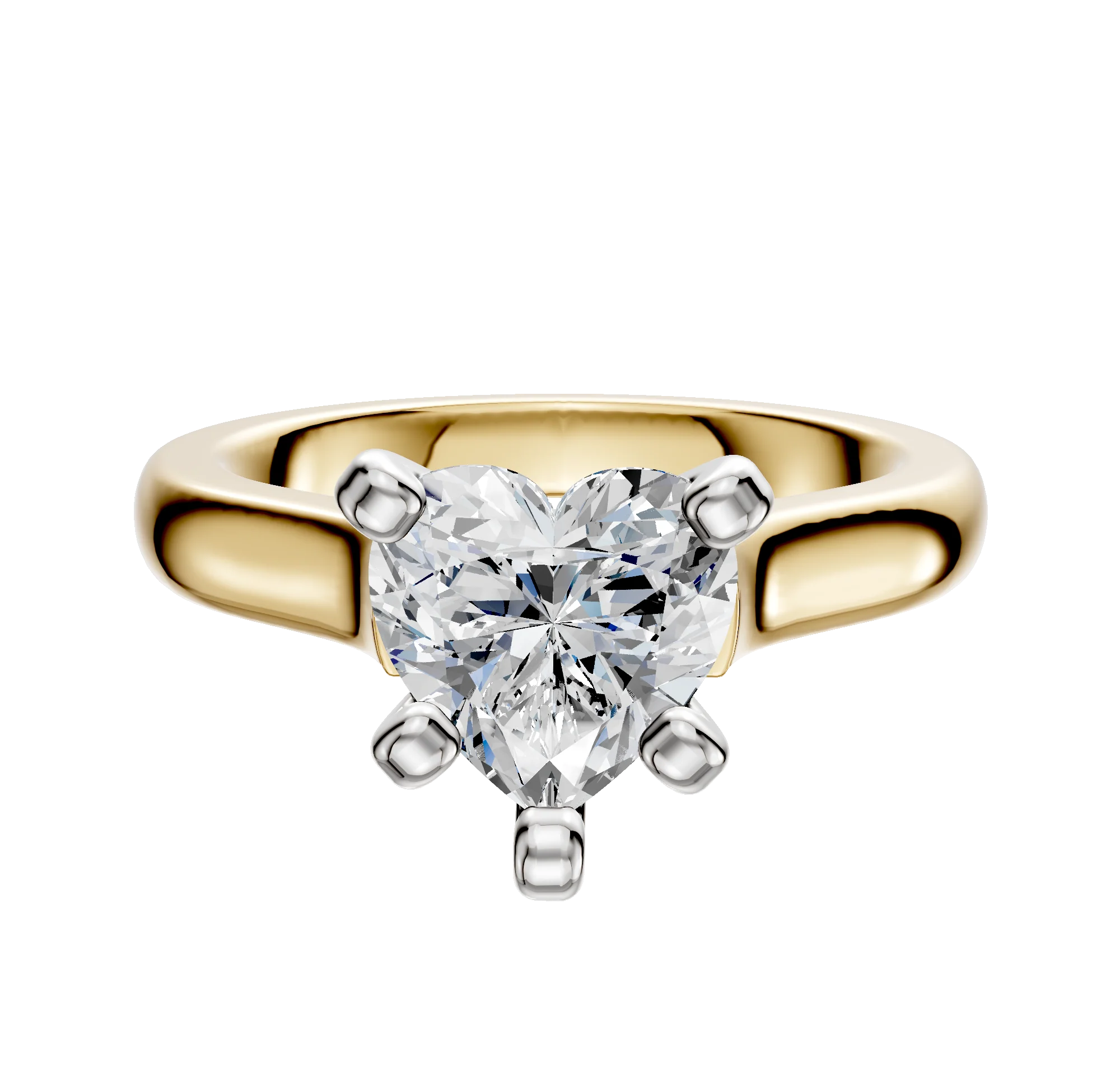 18K Two Tone 4 Prong Cathedral Dome 3.0mm Engagement Ring
