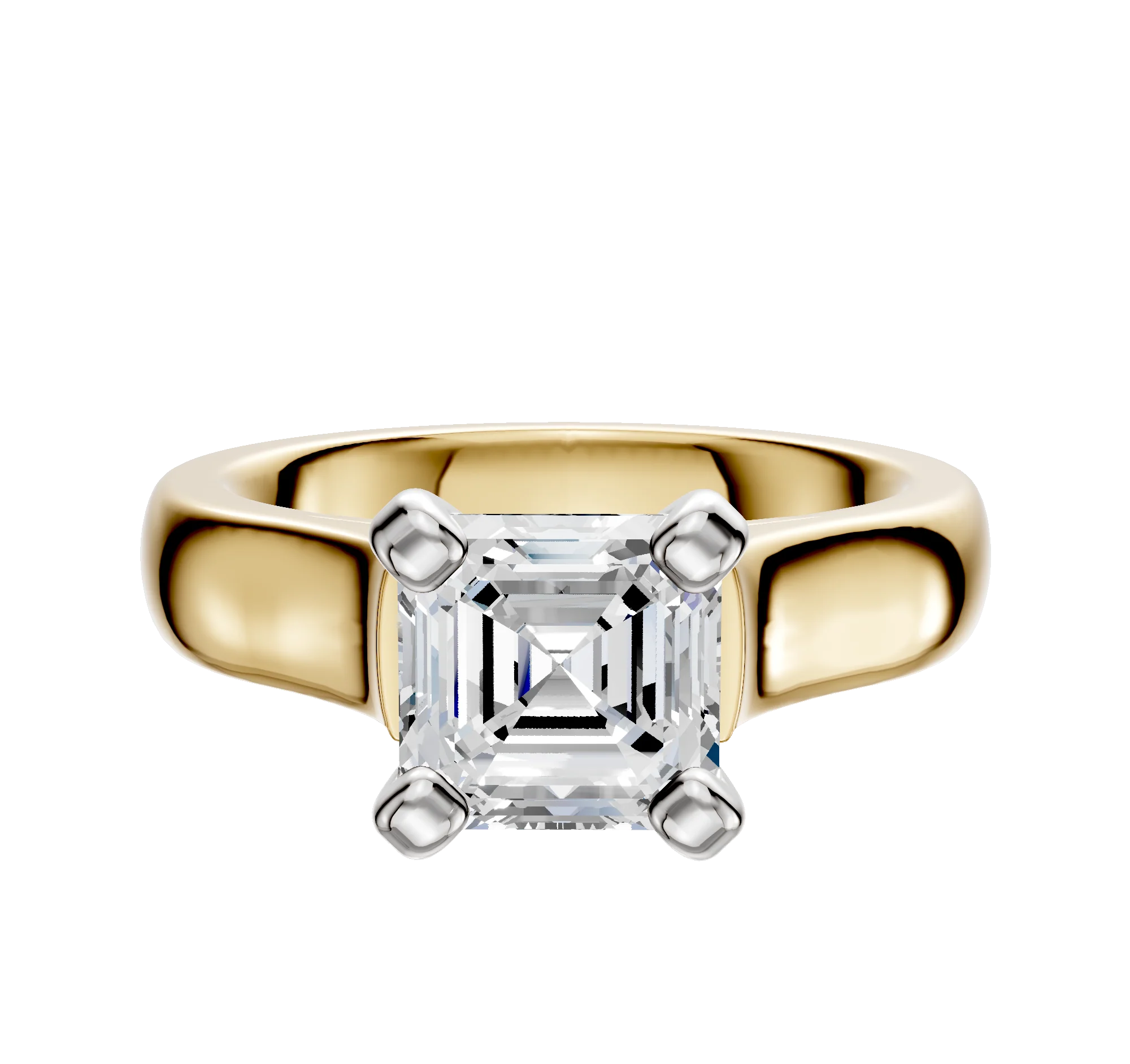 18K Two Tone 4 Prong Cathedral Dome 4.0mm Engagement Ring