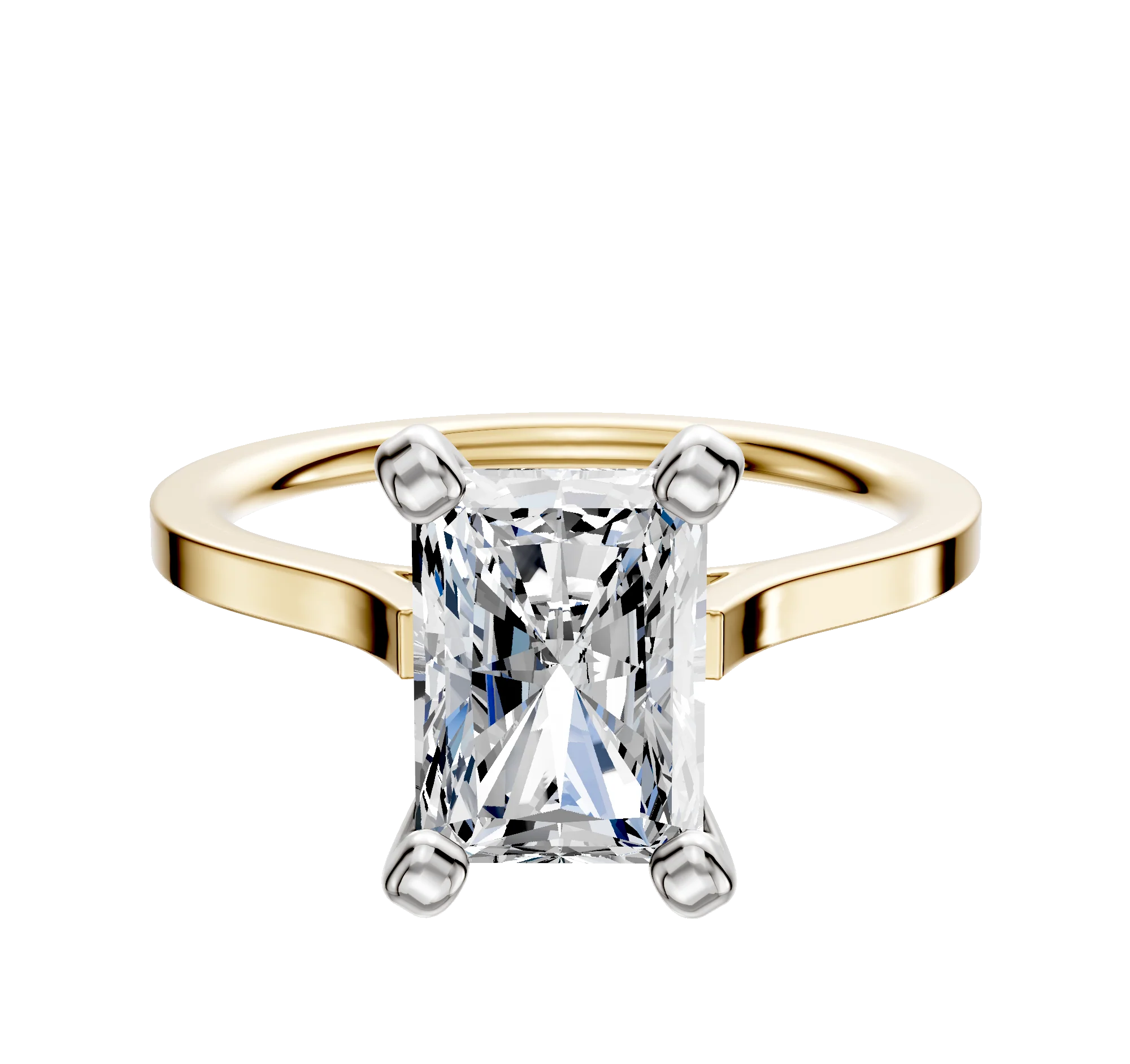 18K Two Tone 4 Prong Cathedral Flat 1.5mm Engagement Ring