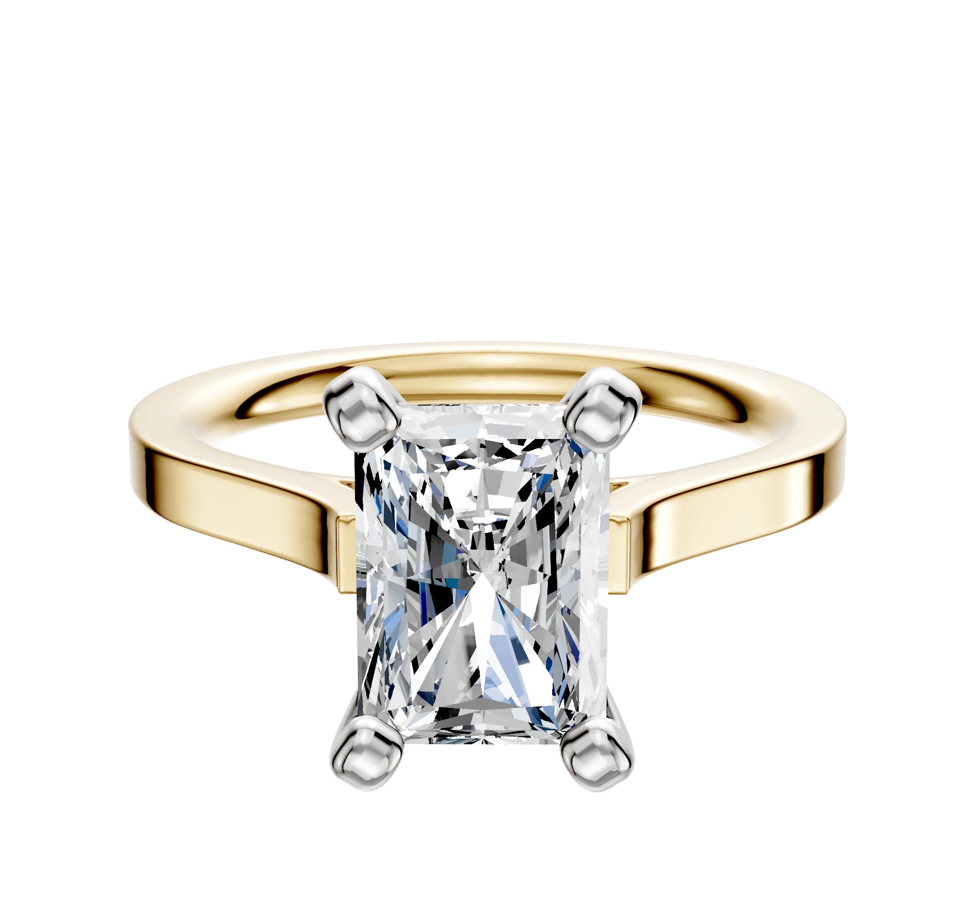 18K Two Tone 4 Prong Cathedral Flat 2.0mm Engagement Ring