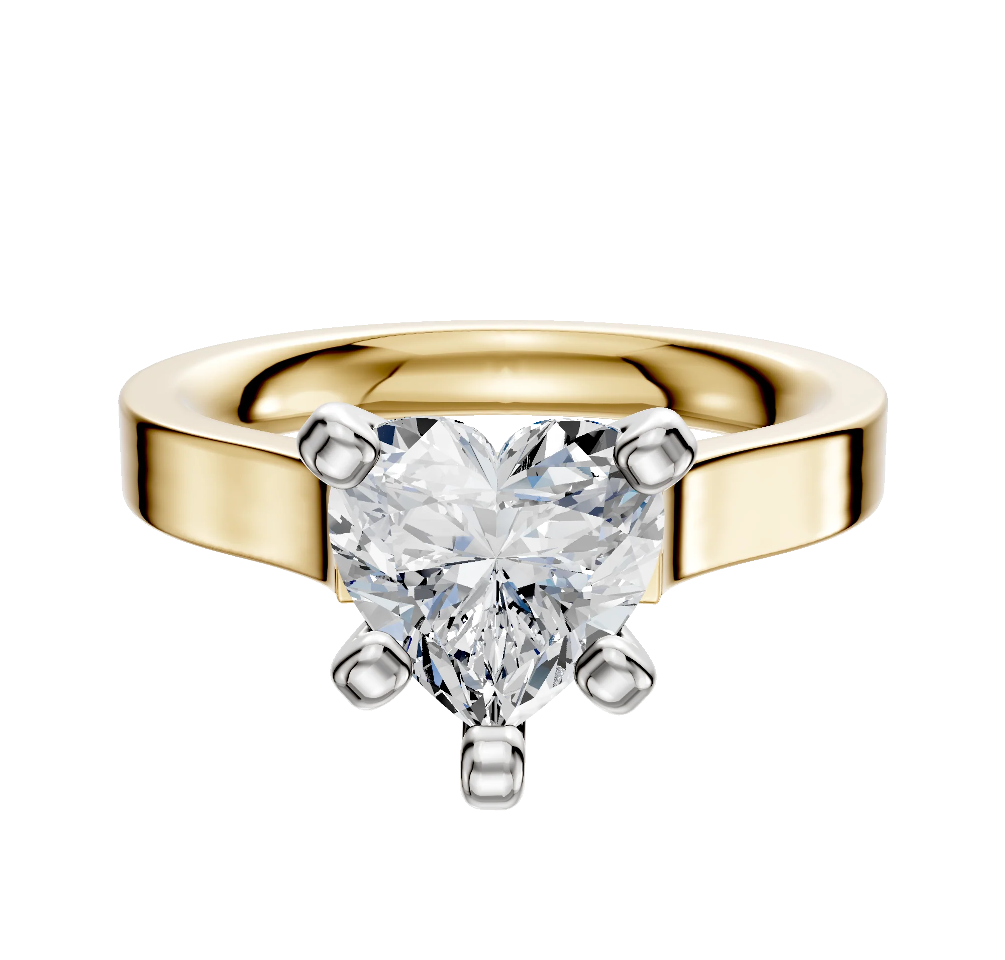 18K Two Tone 4 Prong Cathedral Flat 3.0mm Engagement Ring