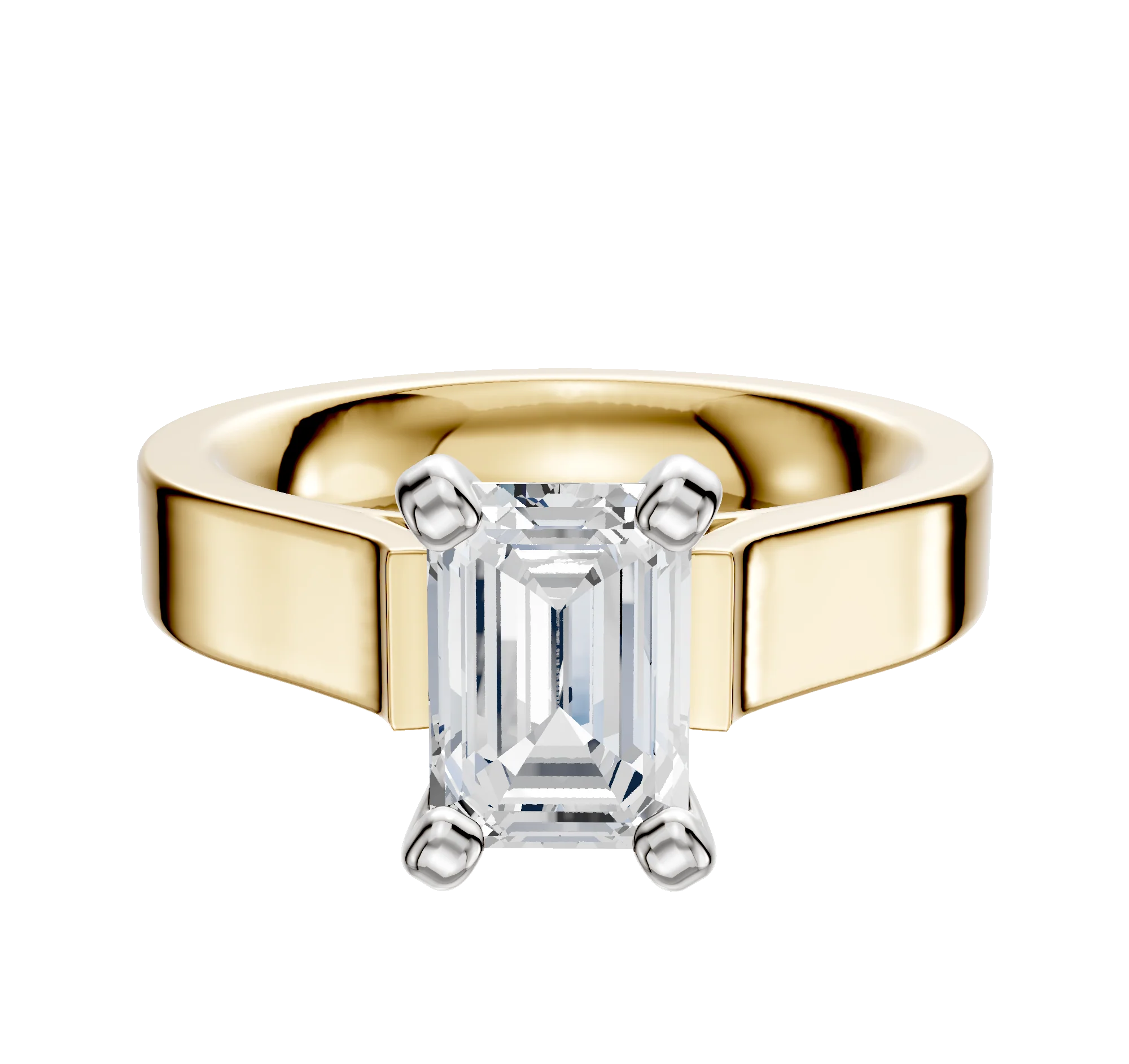 18K Two Tone 4 Prong Cathedral Flat 4.0mm Engagement Ring