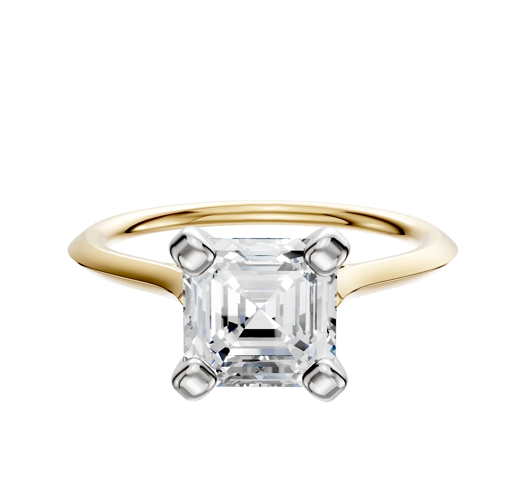 18K Two Tone 4 Prong Cathedral Knife Edge 1.5mm Engagement Ring