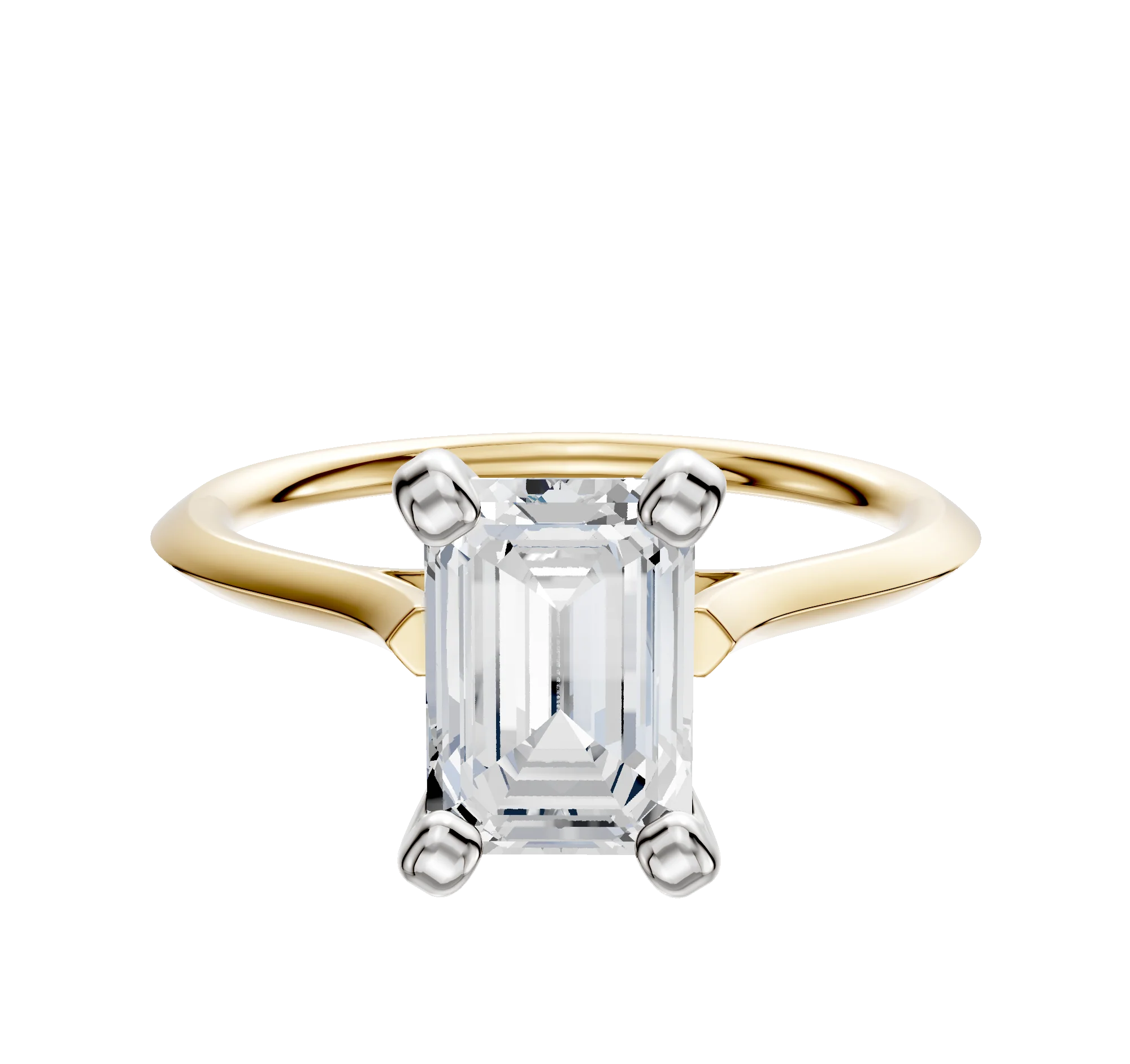 18K Two Tone 4 Prong Cathedral Knife Edge 1.5mm Engagement Ring