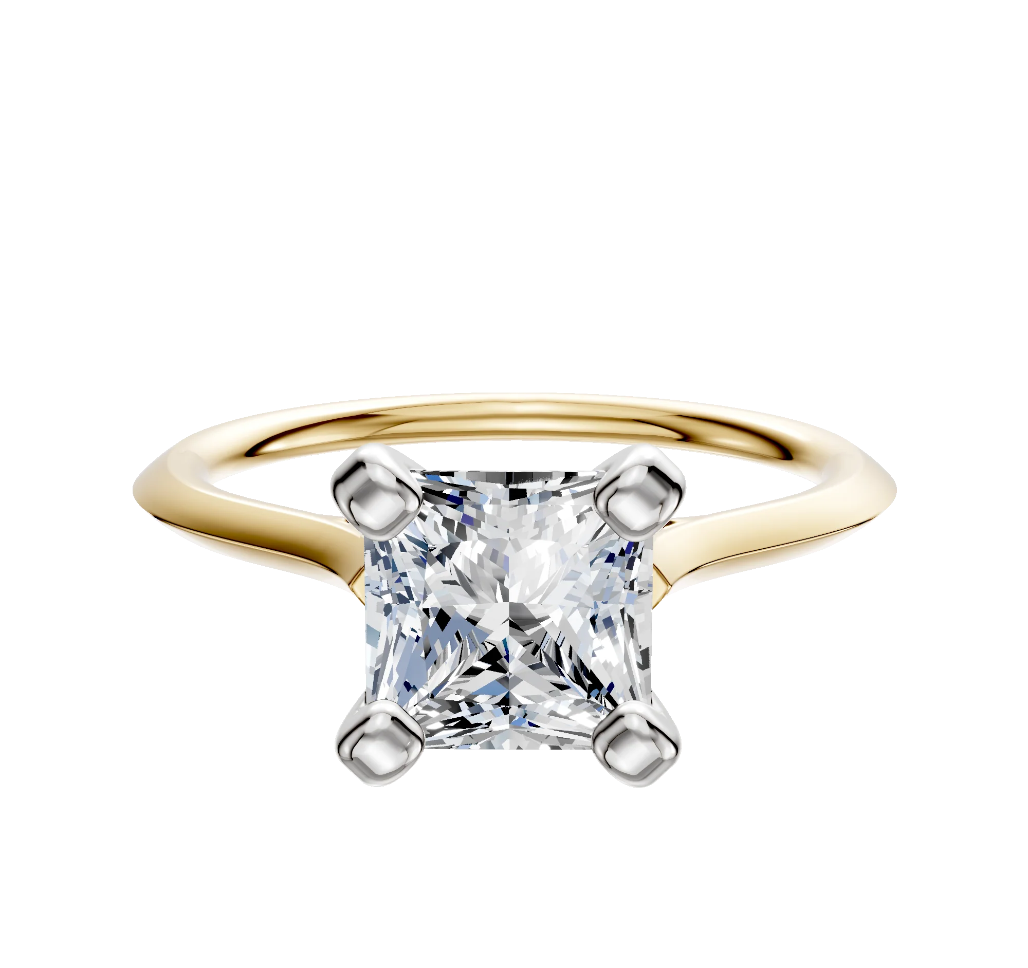 18K Two Tone 4 Prong Cathedral Knife Edge 1.5mm Engagement Ring