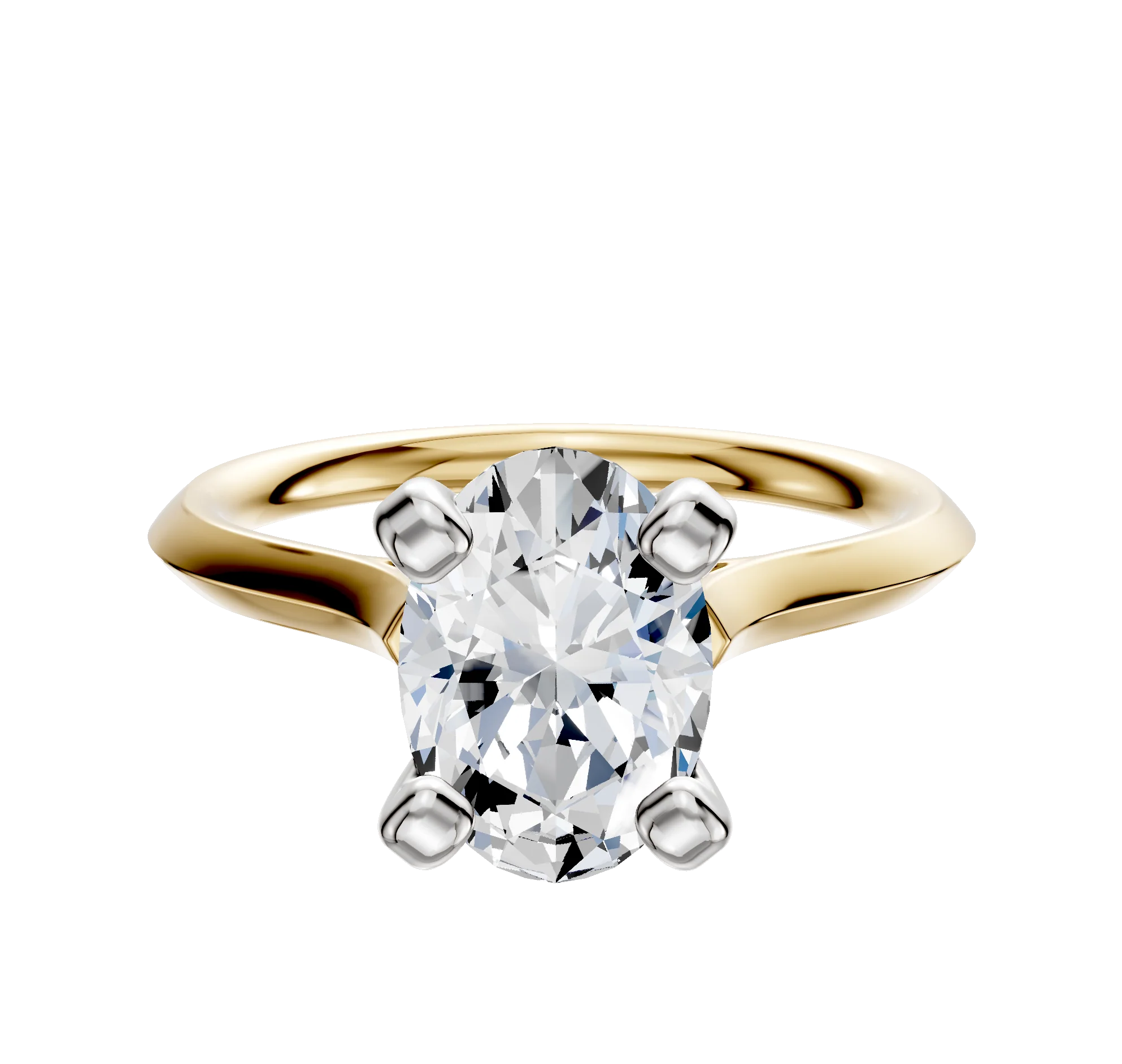 18K Two Tone 4 Prong Cathedral Knife Edge 2.0mm Engagement Ring