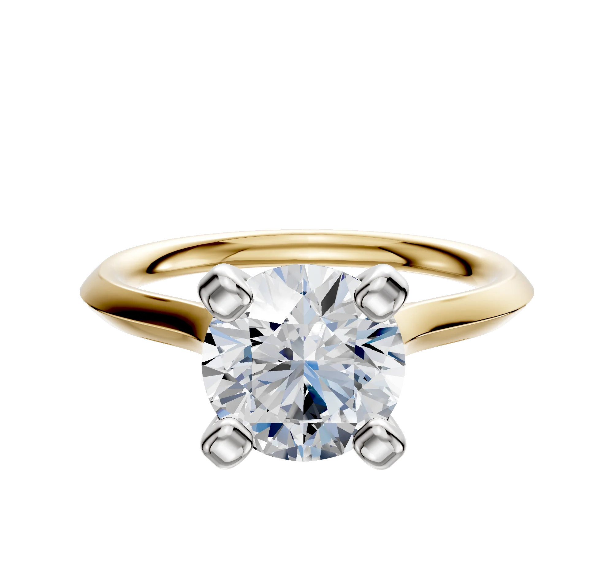 18K Two Tone 4 Prong Cathedral Knife Edge 2.0mm Engagement Ring