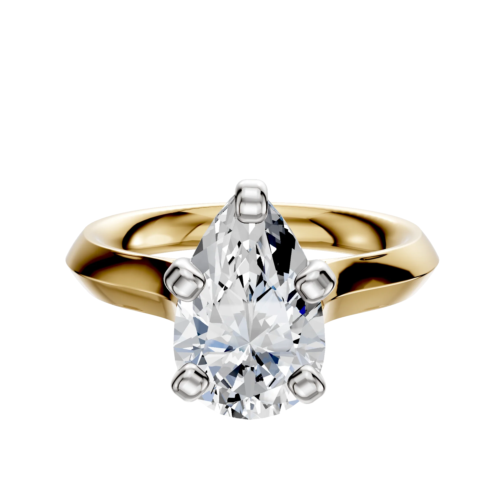 18K Two Tone 4 Prong Cathedral Knife Edge 3.0mm Engagement Ring