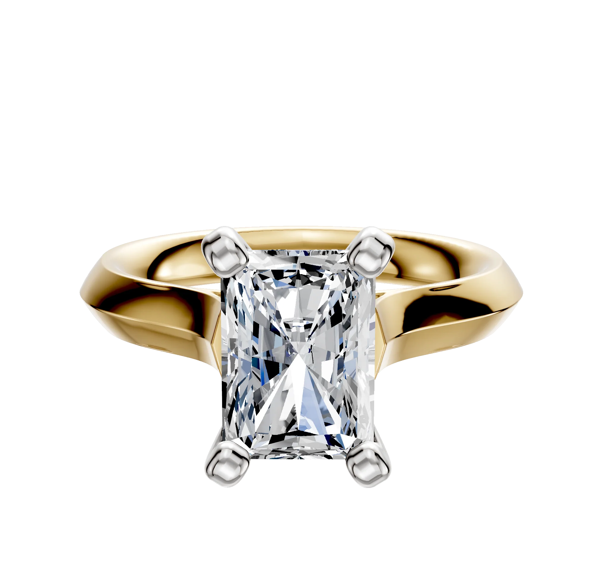 18K Two Tone 4 Prong Cathedral Knife Edge 3.0mm Engagement Ring