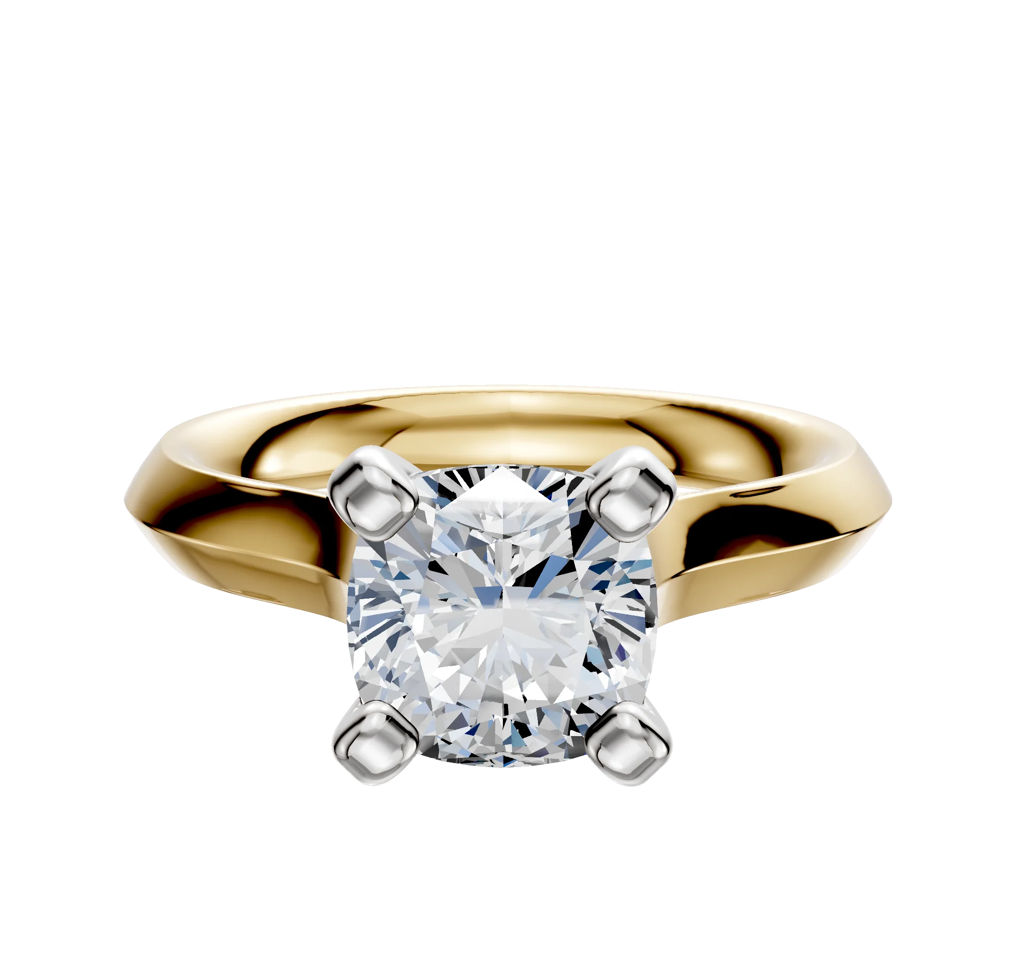 18K Two Tone 4 Prong Cathedral Knife Edge 3.0mm Engagement Ring