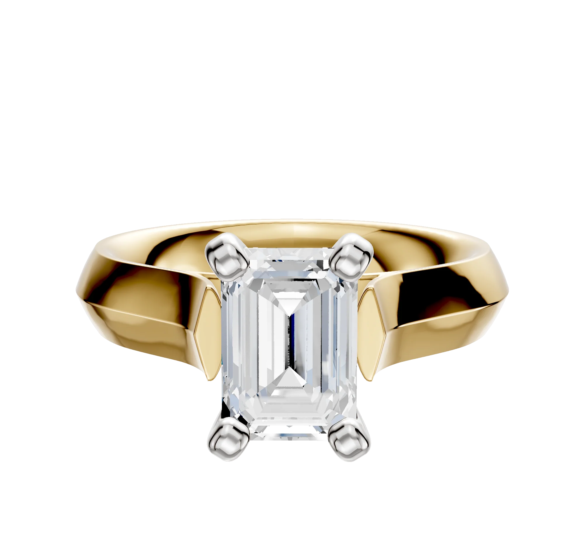 18K Two Tone 4 Prong Cathedral Knife Edge 4.0mm Engagement Ring