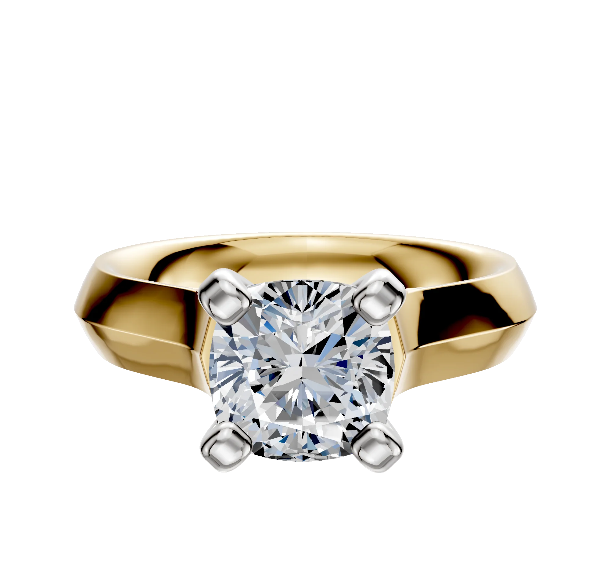 18K Two Tone 4 Prong Cathedral Knife Edge 4.0mm Engagement Ring