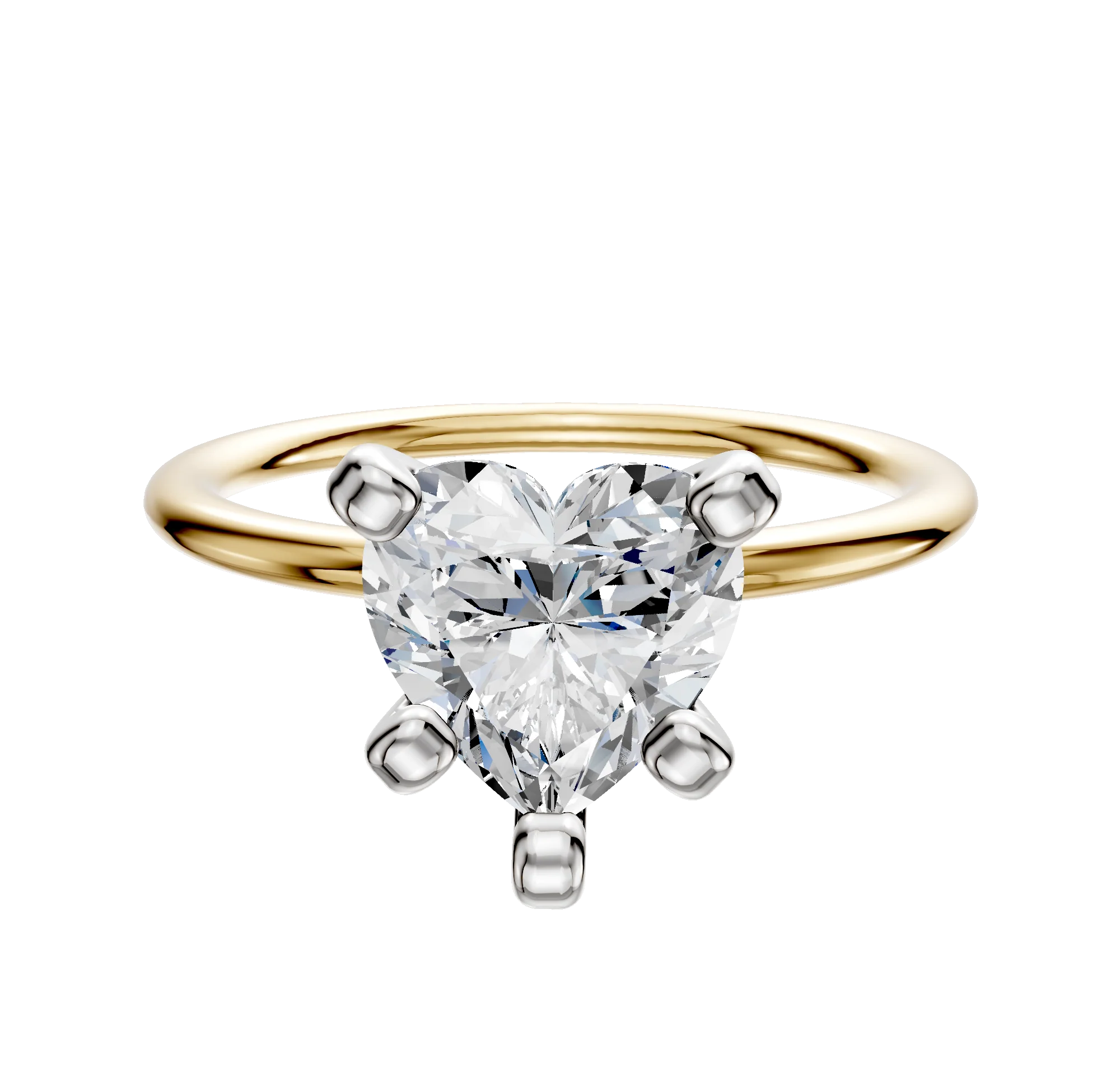 18K Two Tone 4 Prong Classic Dome 1.5mm Engagement Ring
