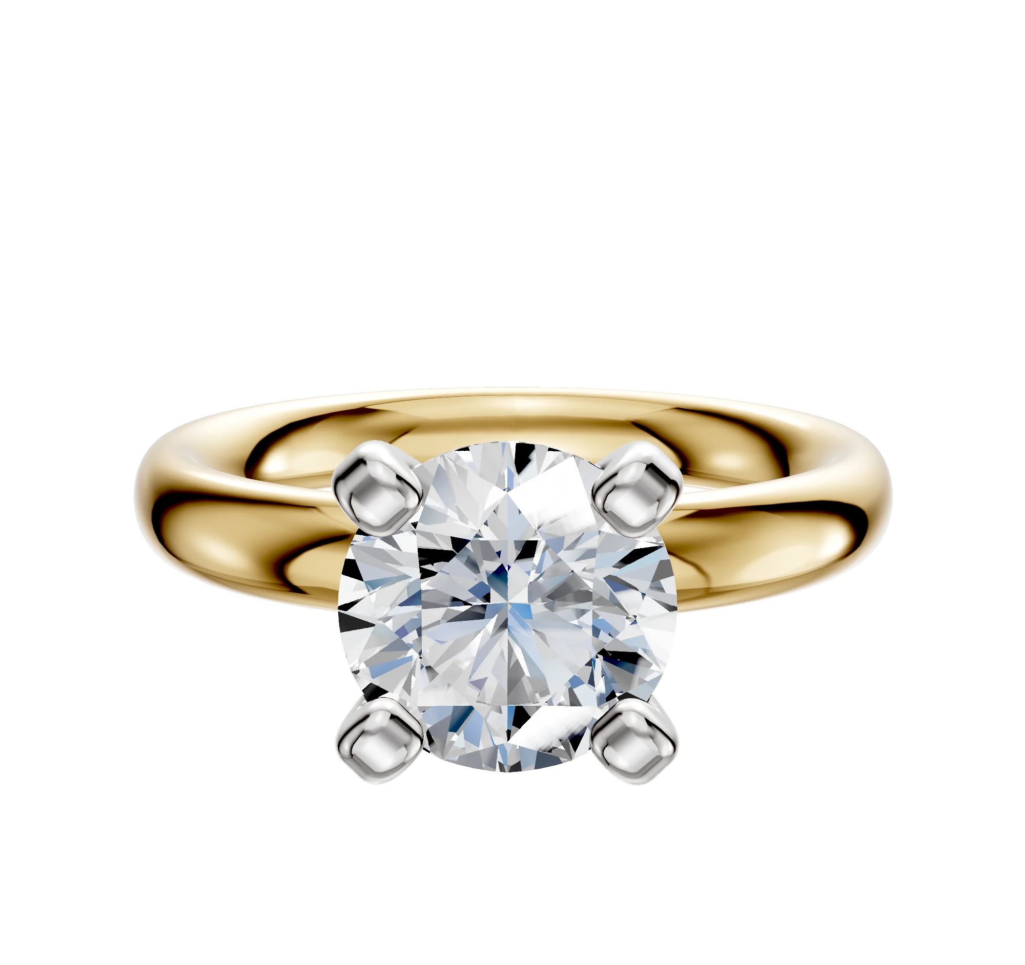 18K Two Tone 4 Prong Classic Dome 3.0mm Engagement Ring