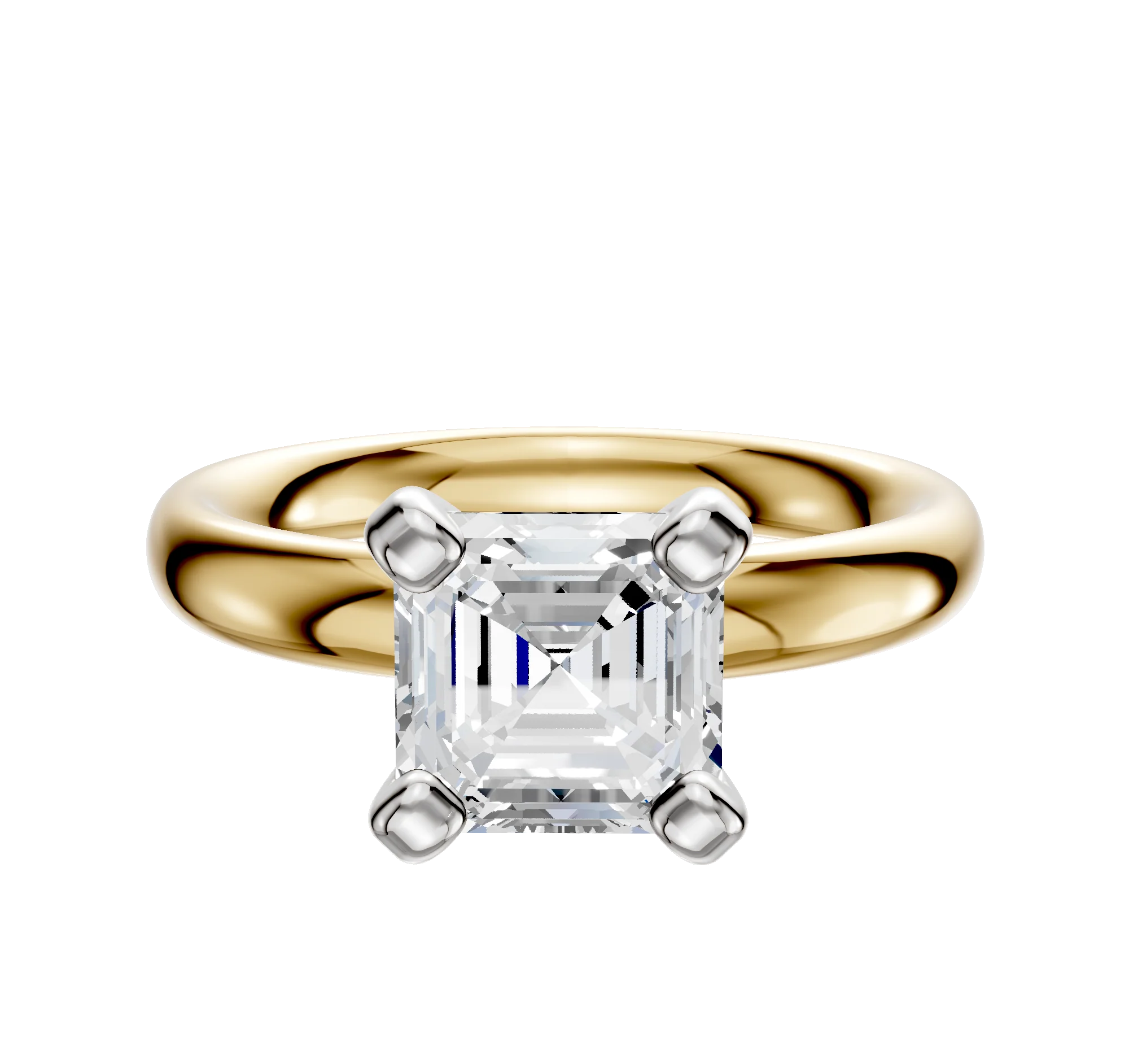 18K Two Tone 4 Prong Classic Dome 3.0mm Engagement Ring