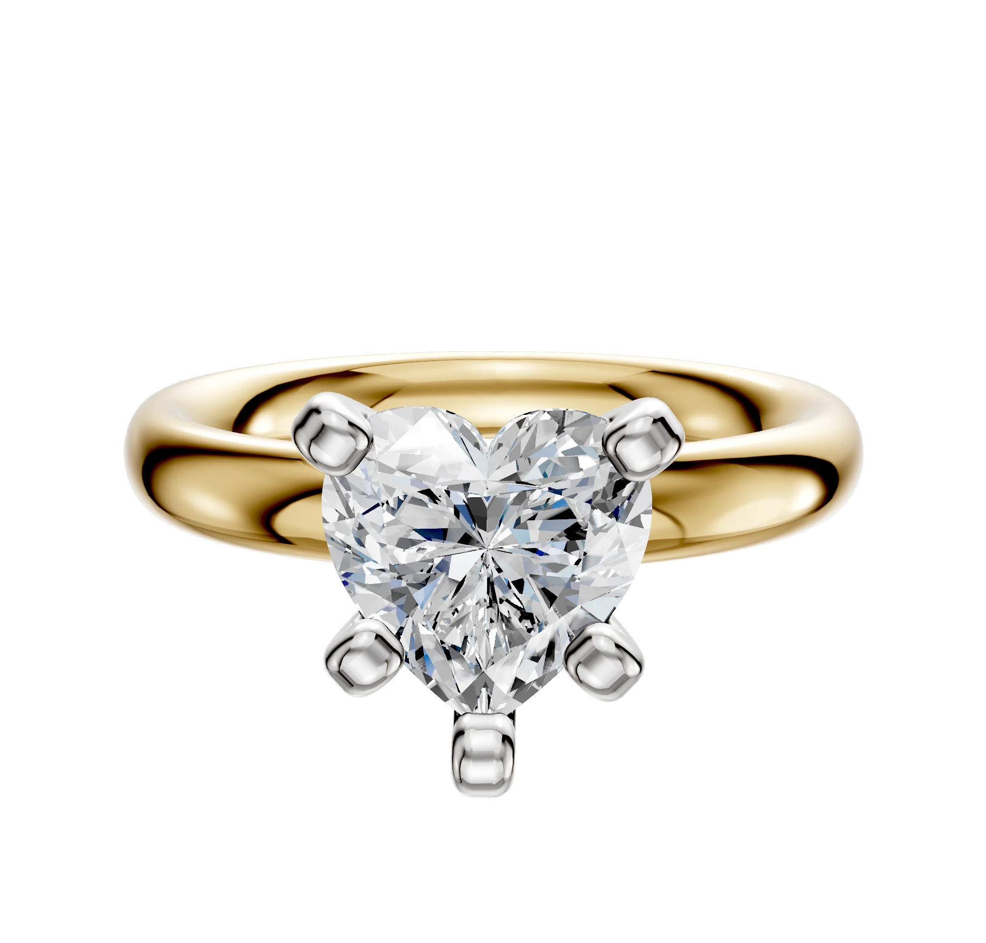 18K Two Tone 4 Prong Classic Dome 3.0mm Engagement Ring
