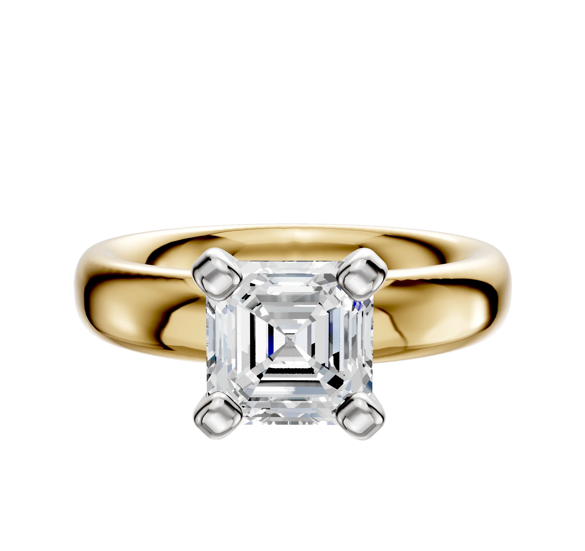 18K Two Tone 4 Prong Classic Dome 4.0mm Engagement Ring