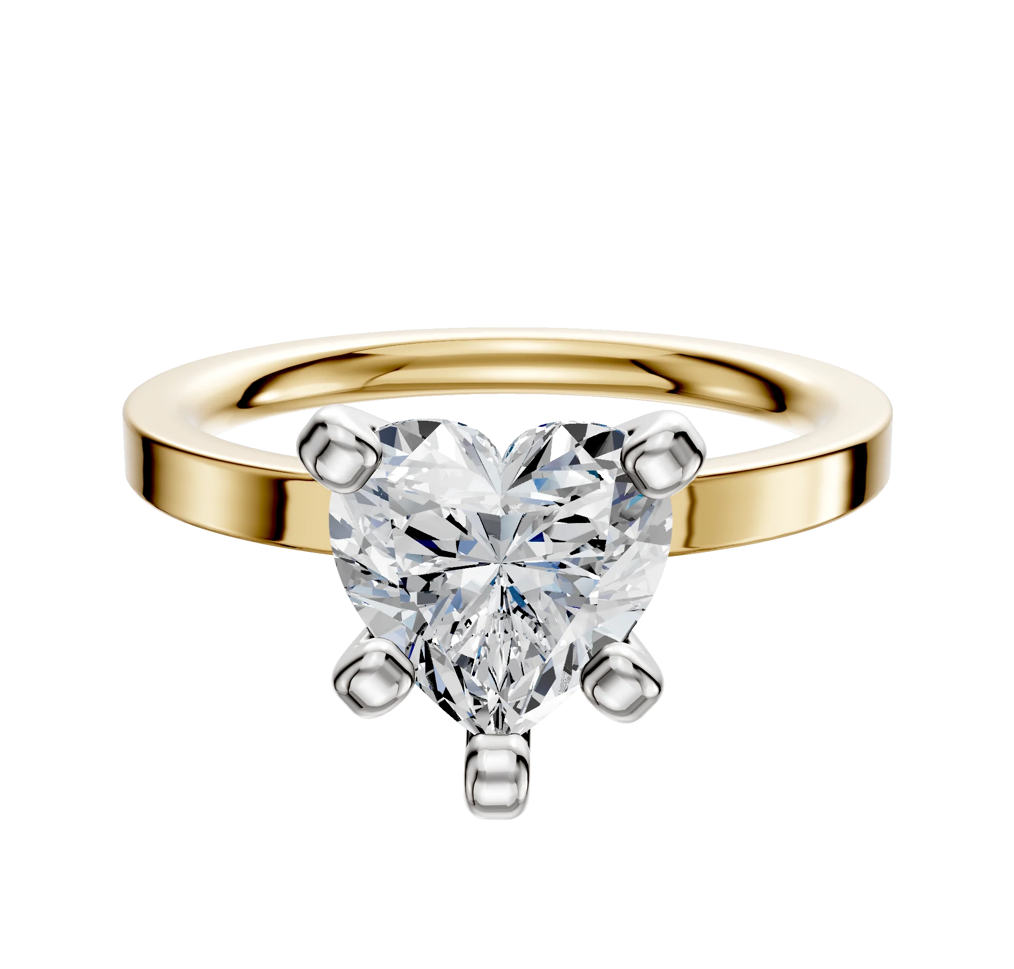 18K Two Tone 4 Prong Classic Flat 2.0mm Engagement Ring