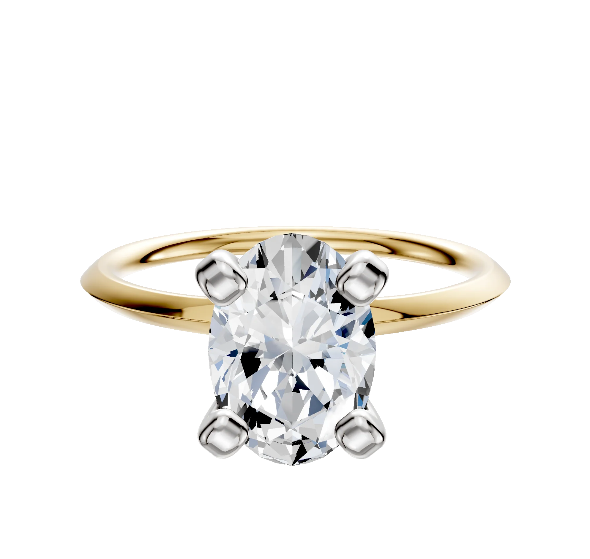 18K Two Tone 4 Prong Classic Knife Edge 1.5mm Engagement Ring