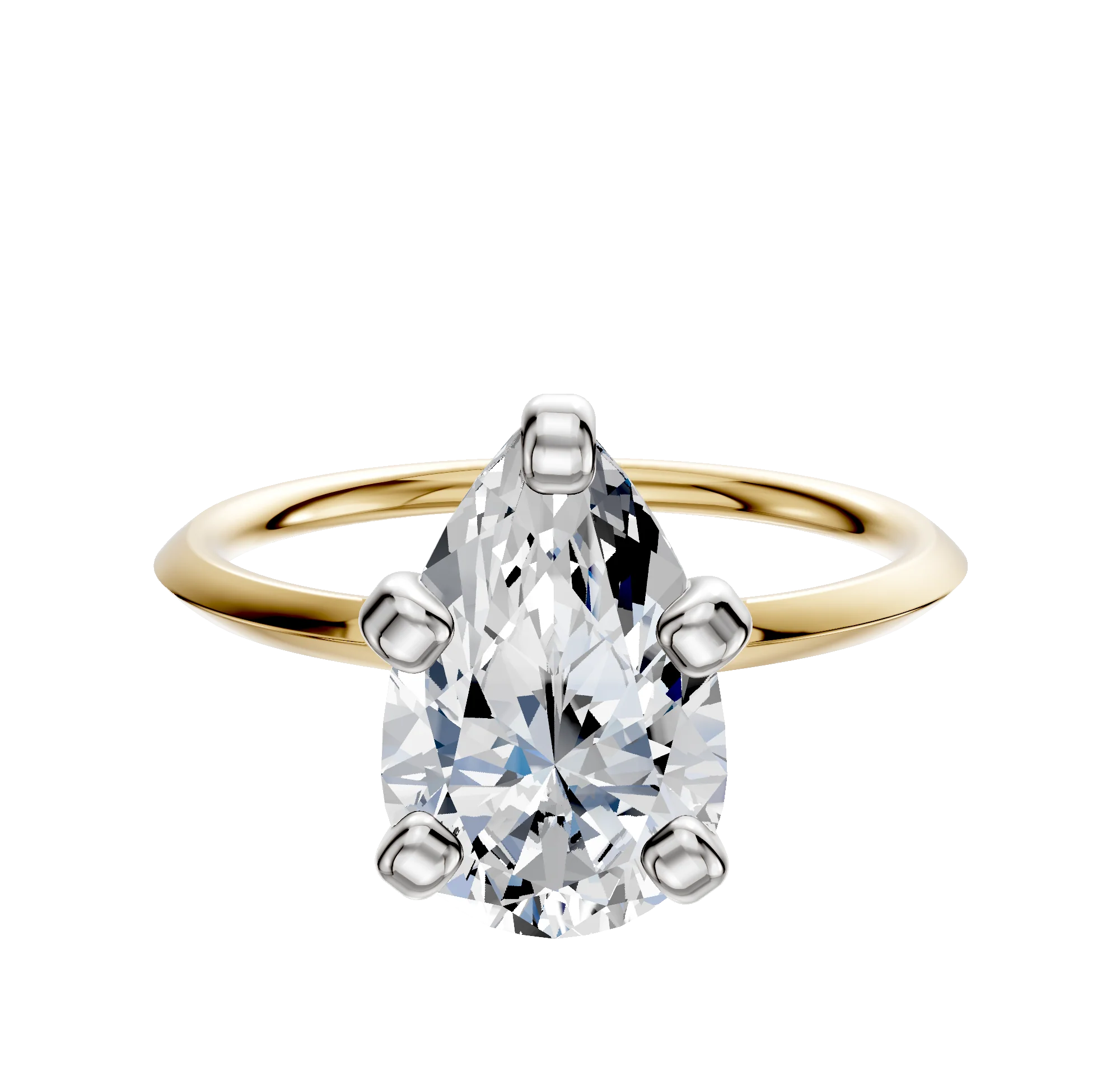 18K Two Tone 4 Prong Classic Knife Edge 1.5mm Engagement Ring