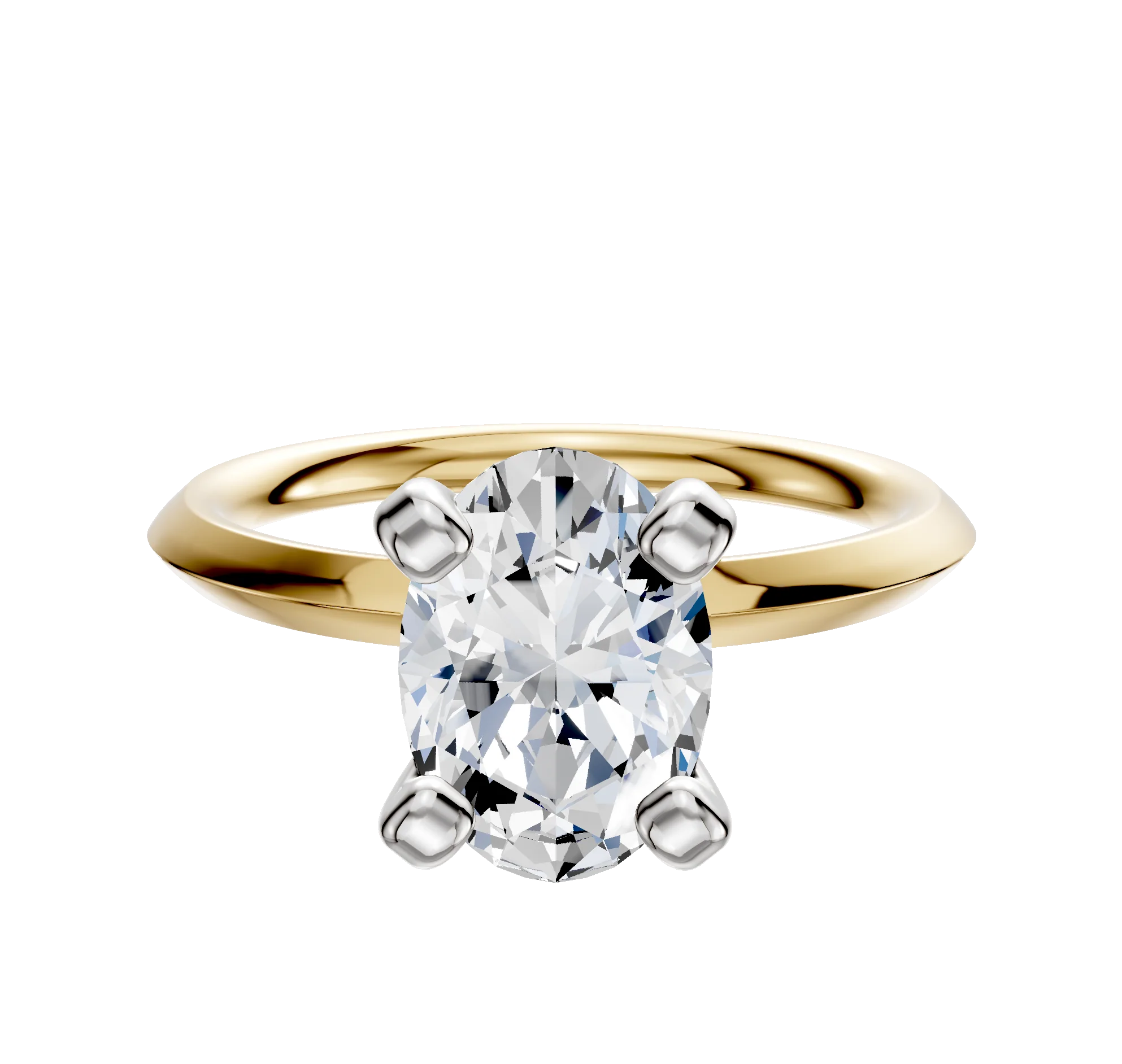 18K Two Tone 4 Prong Classic Knife Edge 2.0mm Engagement Ring