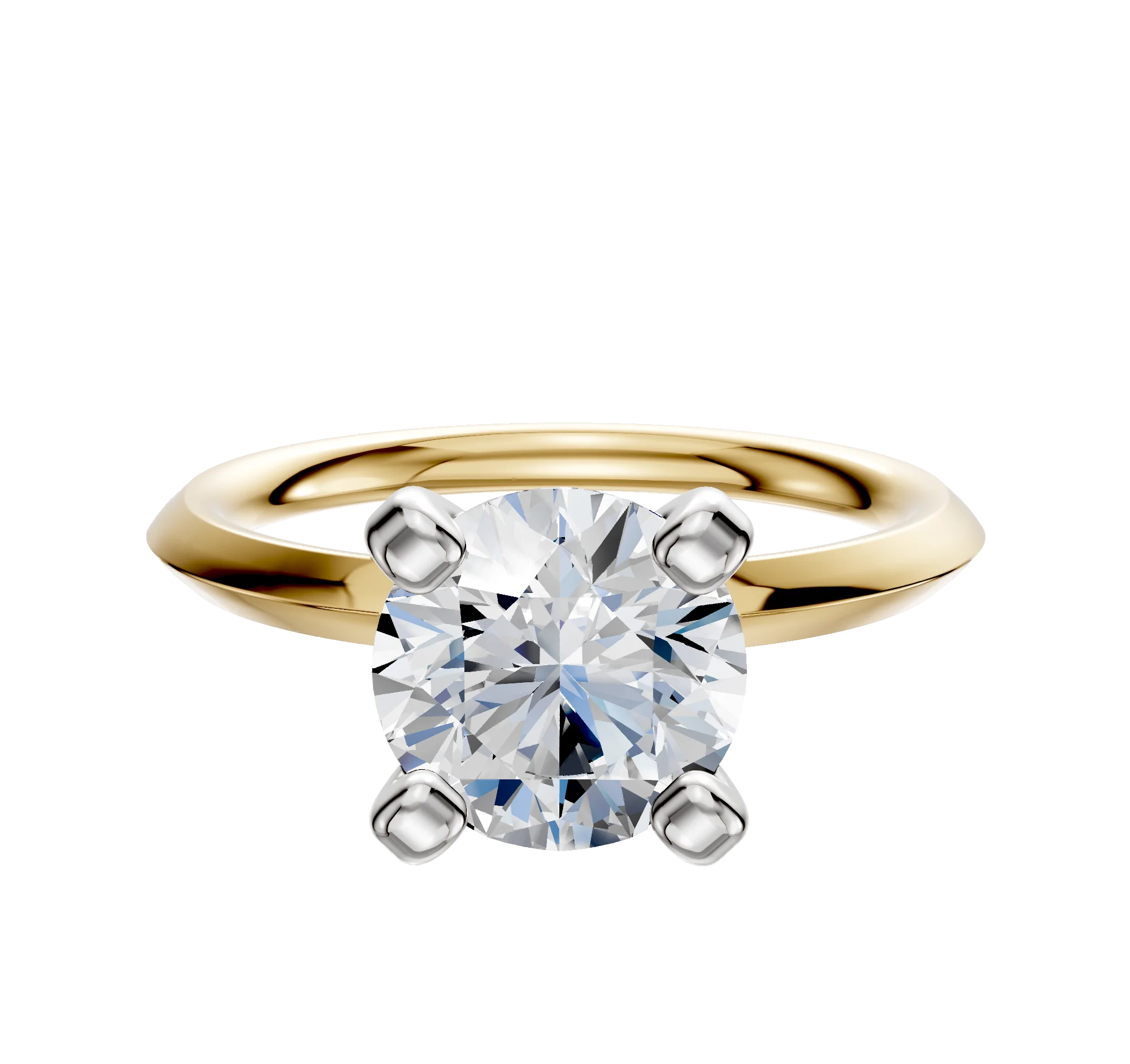 18K Two Tone 4 Prong Classic Knife Edge 2.0mm Engagement Ring