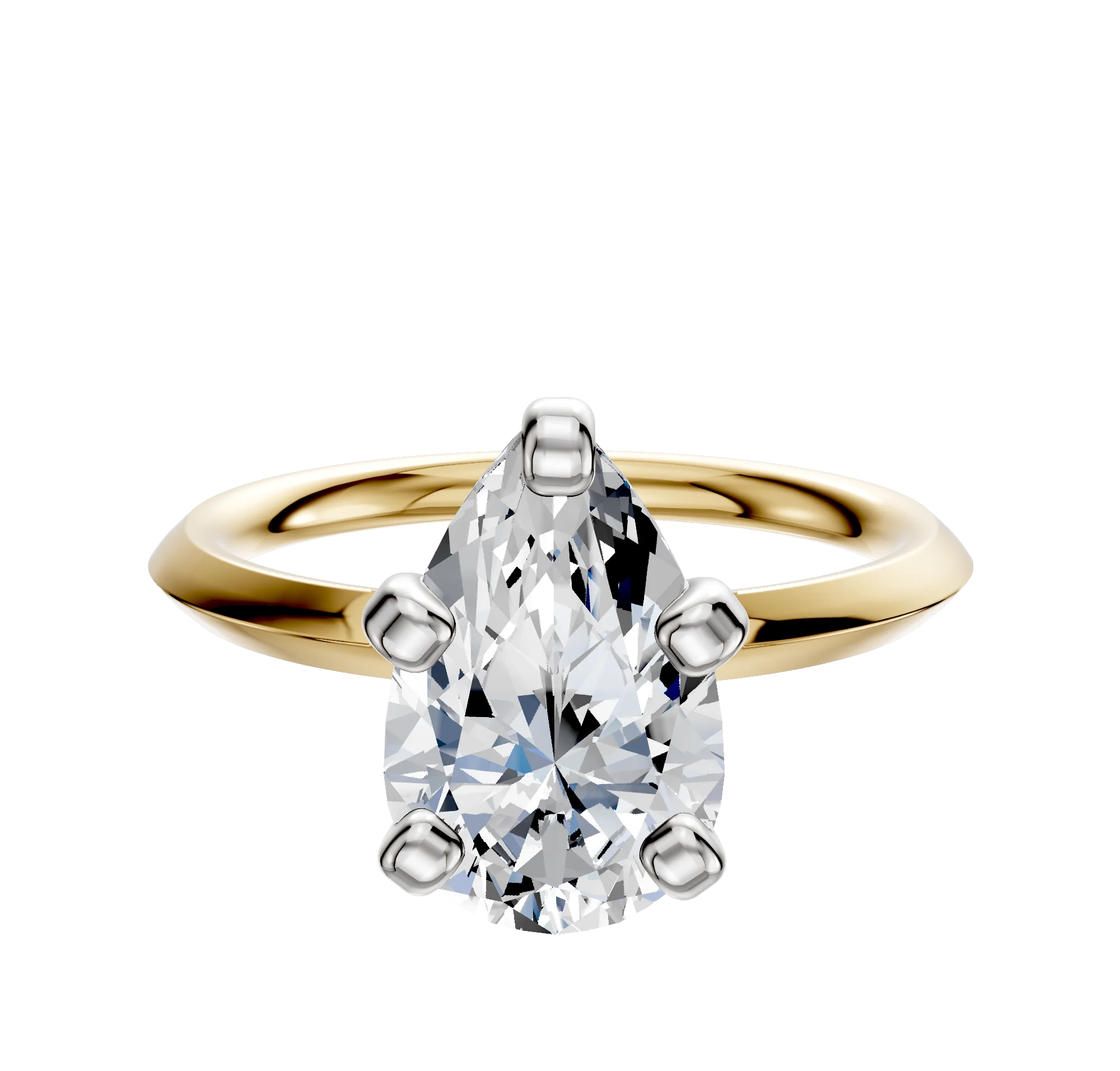 18K Two Tone 4 Prong Classic Knife Edge 2.0mm Engagement Ring