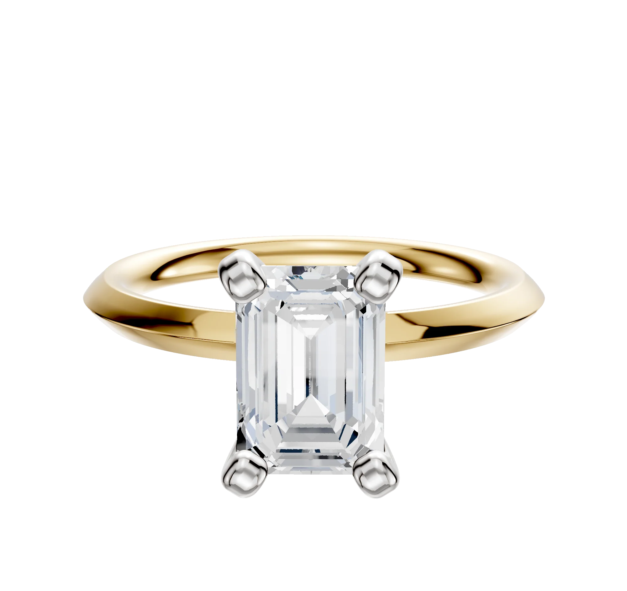 18K Two Tone 4 Prong Classic Knife Edge 2.0mm Engagement Ring