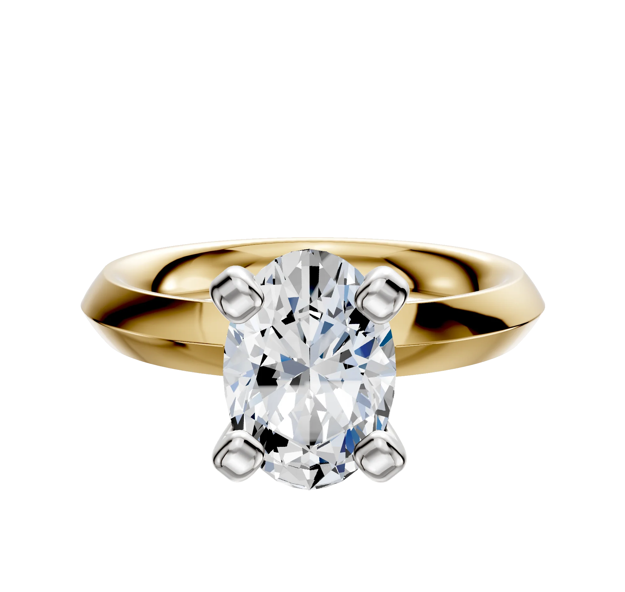 18K Two Tone 4 Prong Classic Knife Edge 3.0mm Engagement Ring