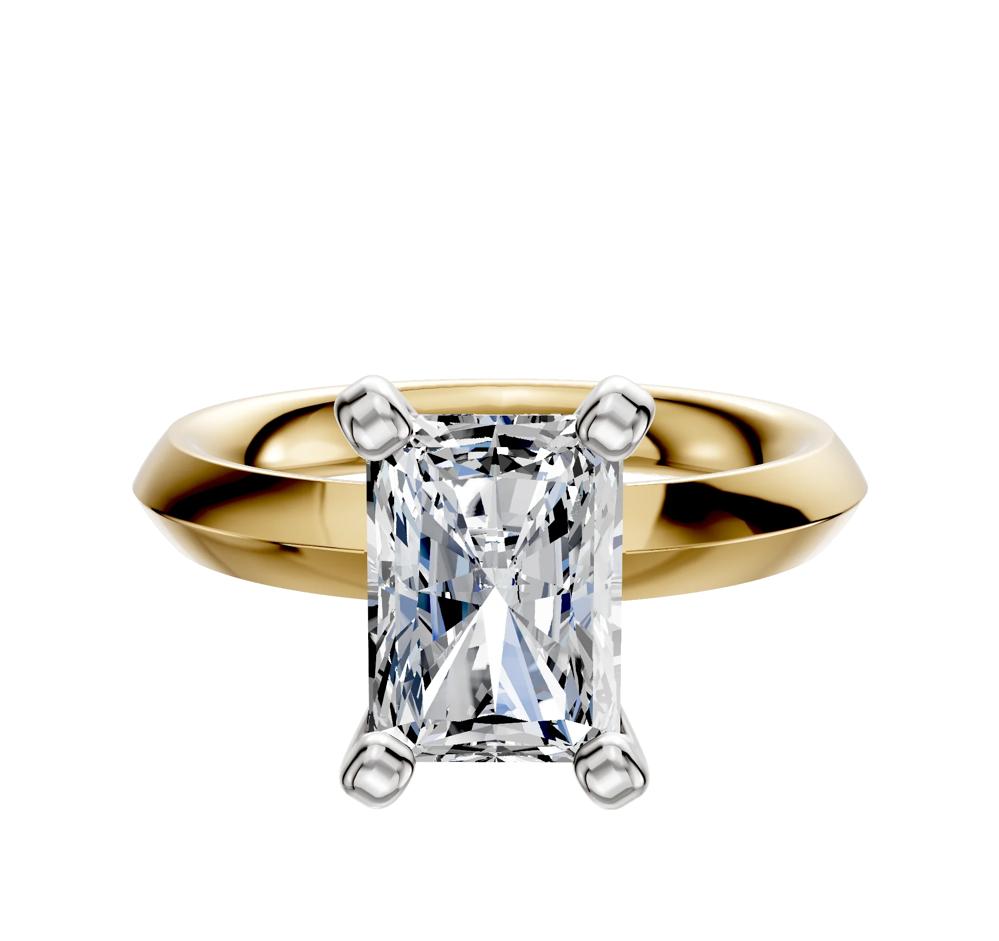 18K Two Tone 4 Prong Classic Knife Edge 3.0mm Engagement Ring