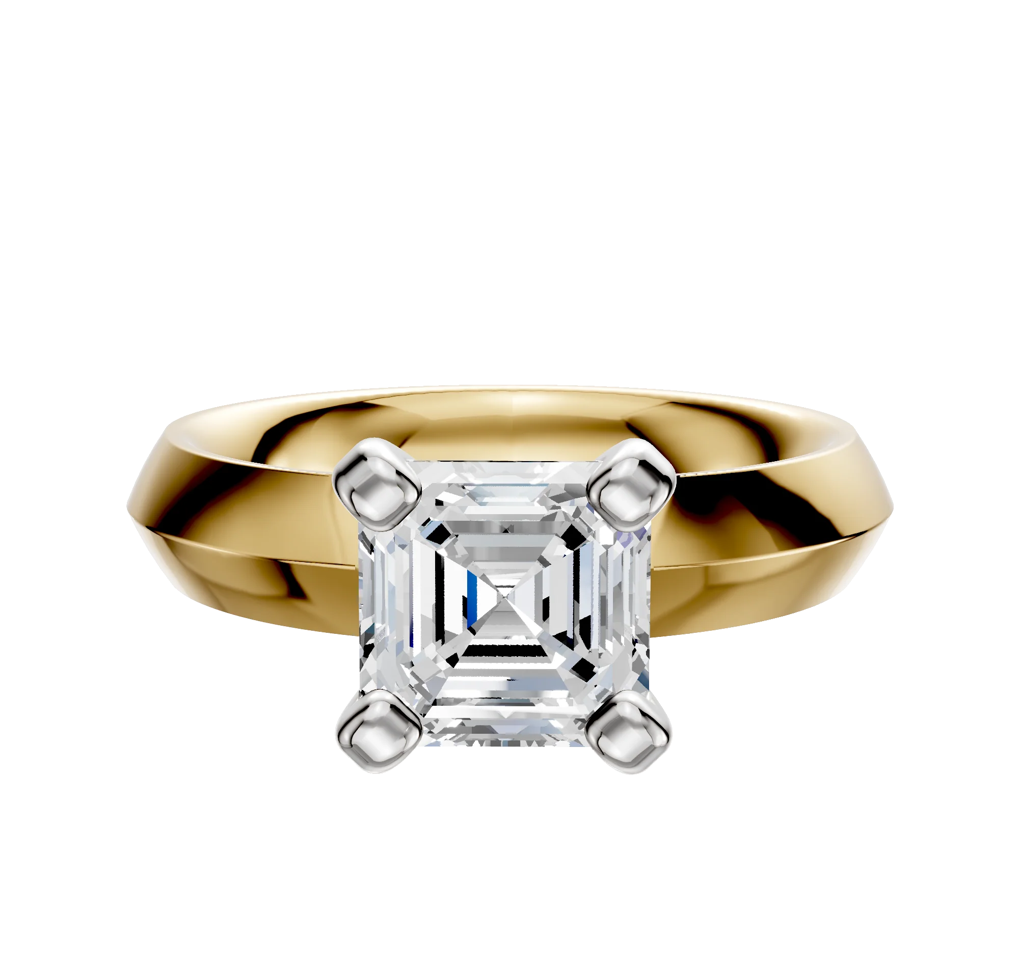 18K Two Tone 4 Prong Classic Knife Edge 4.0mm Engagement Ring