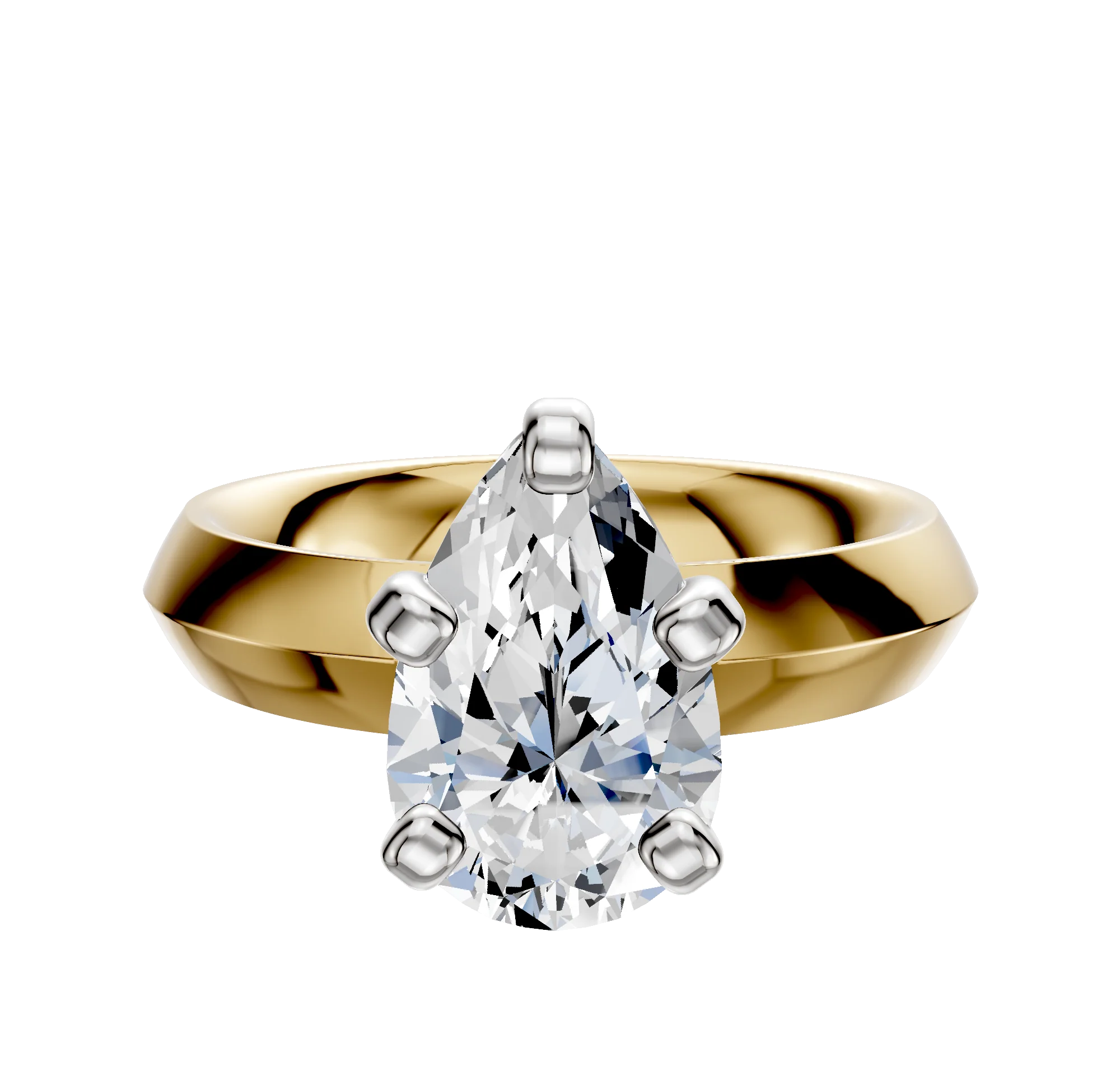 18K Two Tone 4 Prong Classic Knife Edge 4.0mm Engagement Ring
