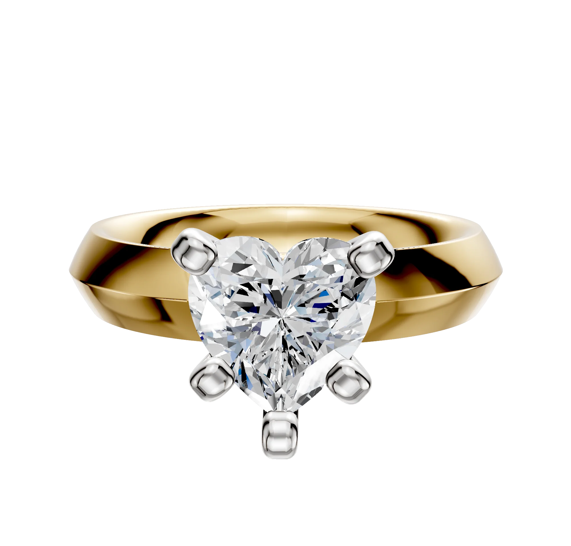 18K Two Tone 4 Prong Classic Knife Edge 4.0mm Engagement Ring